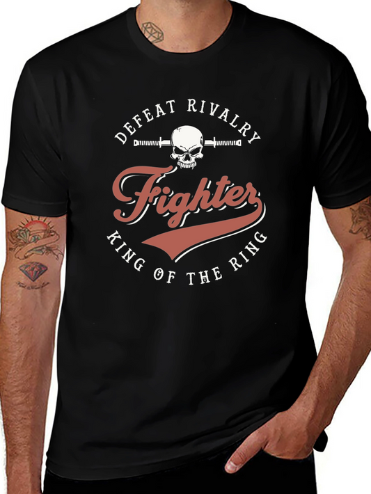 Fighter King of the Ring Skull Graphic T-Shirt
