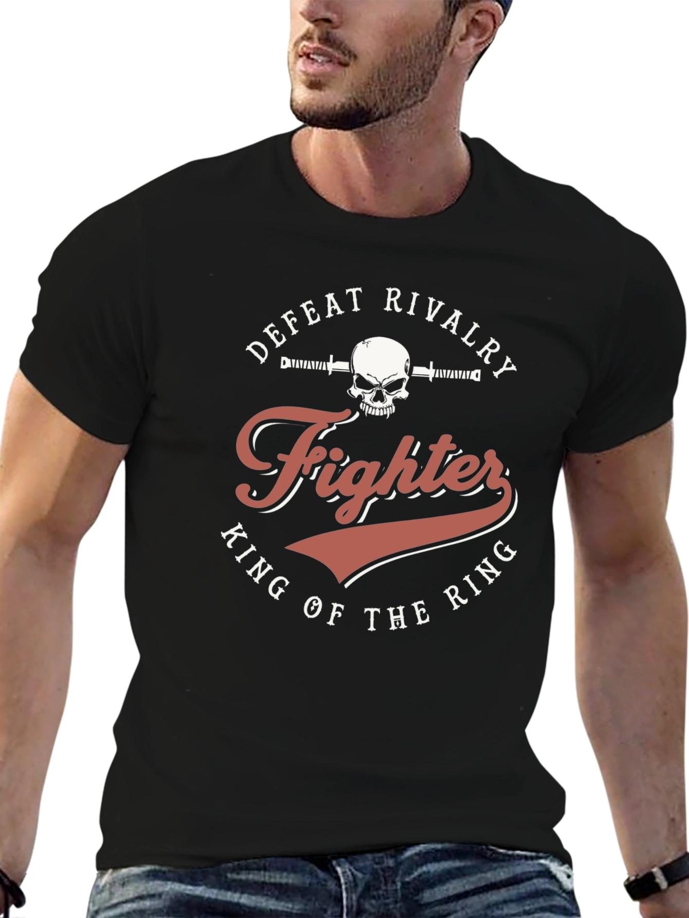 Fighter King of the Ring Skull Graphic T-Shirt