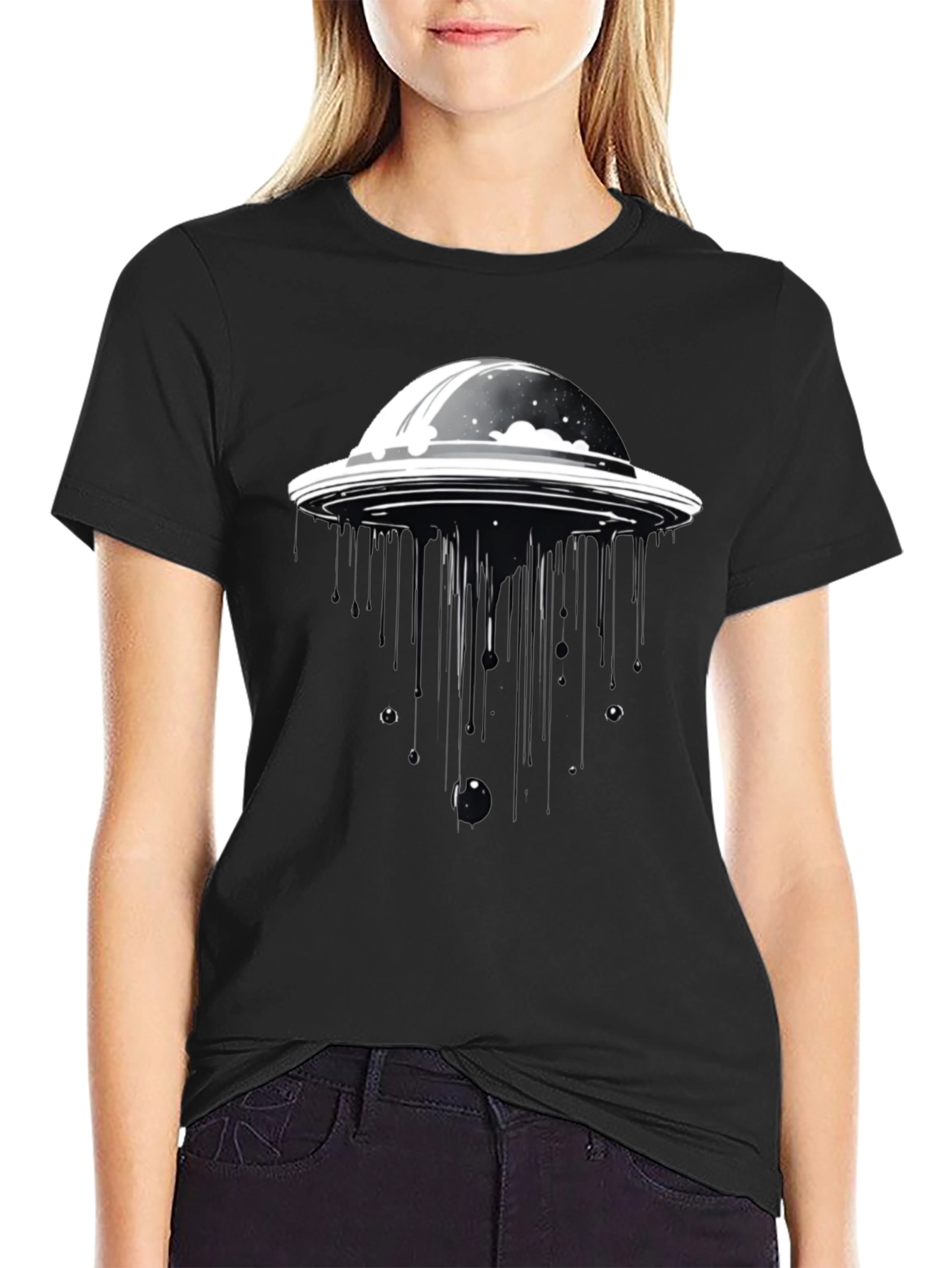UFO Abduction Black T-Shirt - Sci-Fi Style