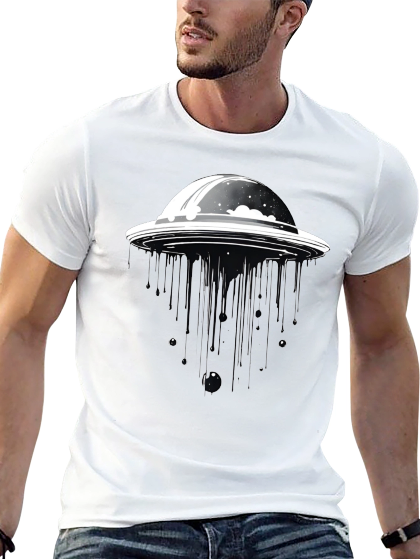 UFO Abduction Black T-Shirt - Sci-Fi Style