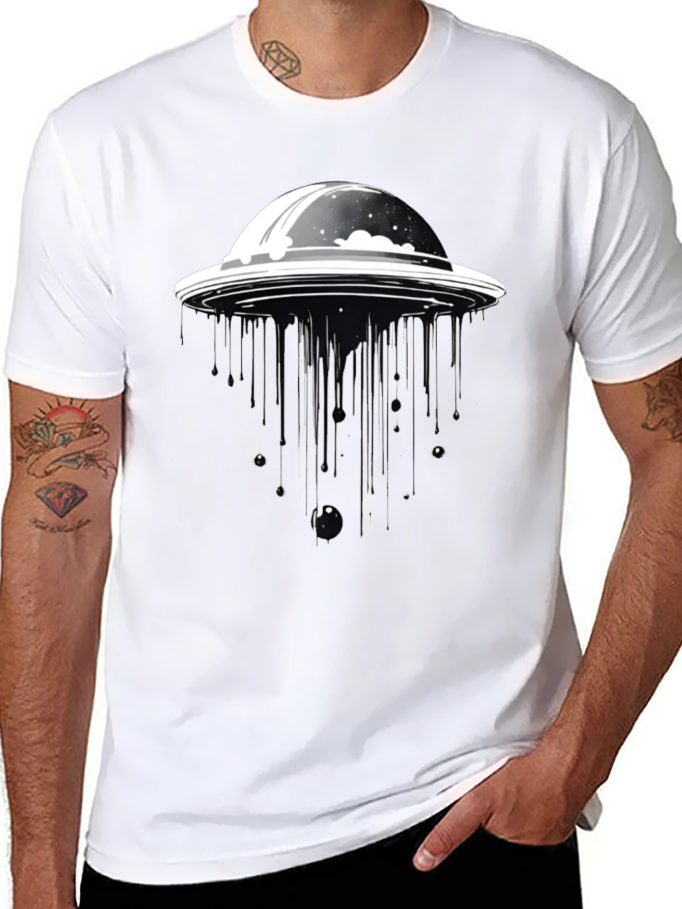 UFO Abduction Black T-Shirt - Sci-Fi Style