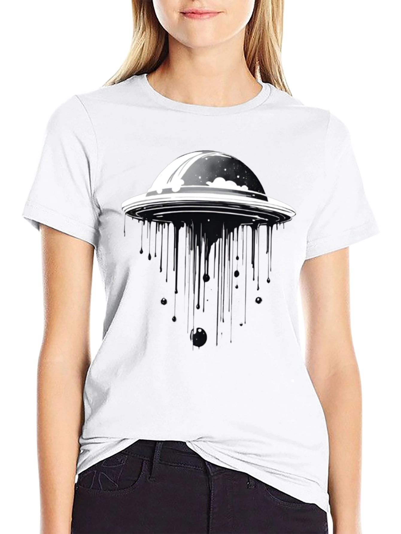 UFO Abduction Black T-Shirt - Sci-Fi Style