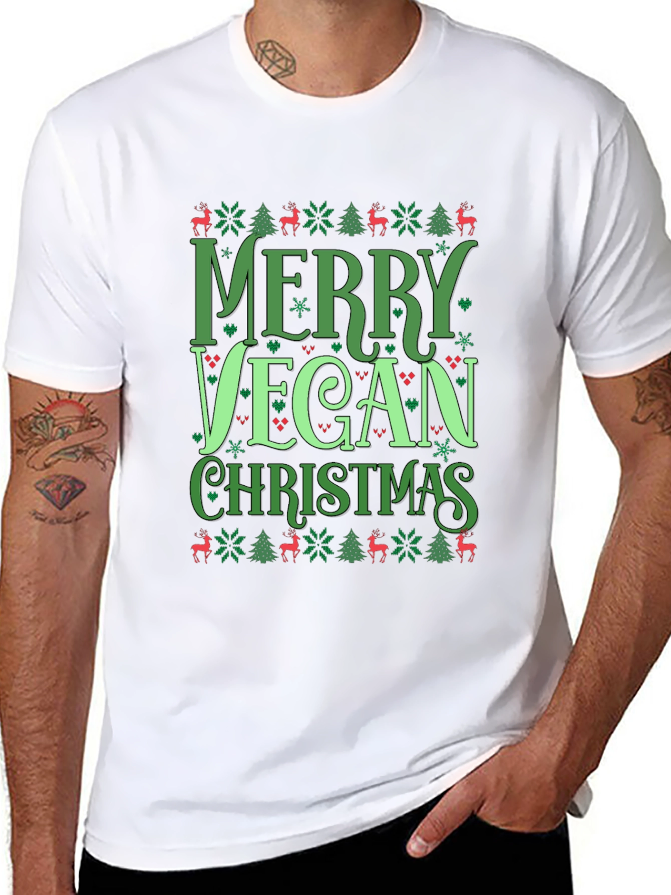 Merry Vegan Christmas Graphic T-Shirt