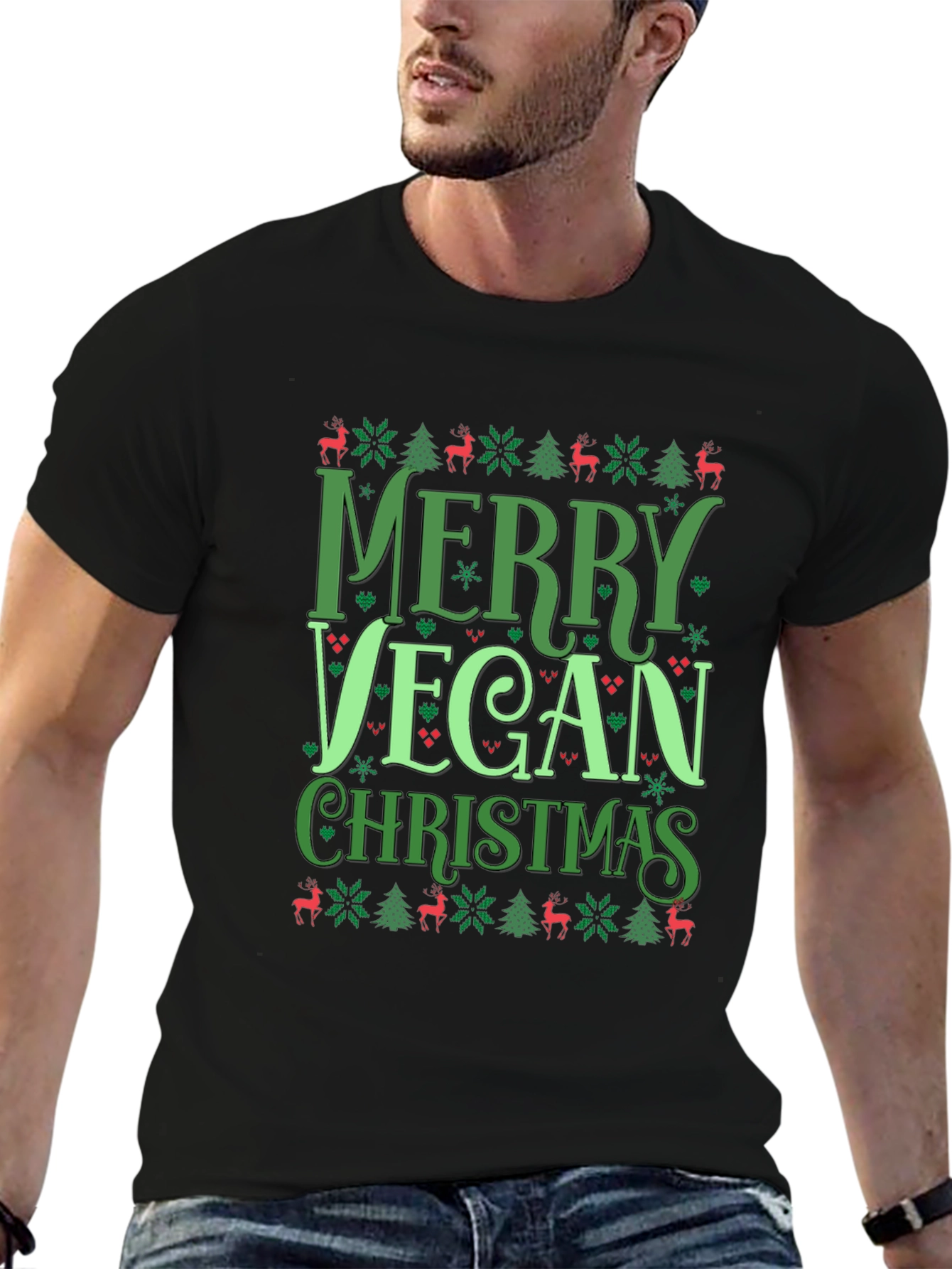 Merry Vegan Christmas Graphic T-Shirt