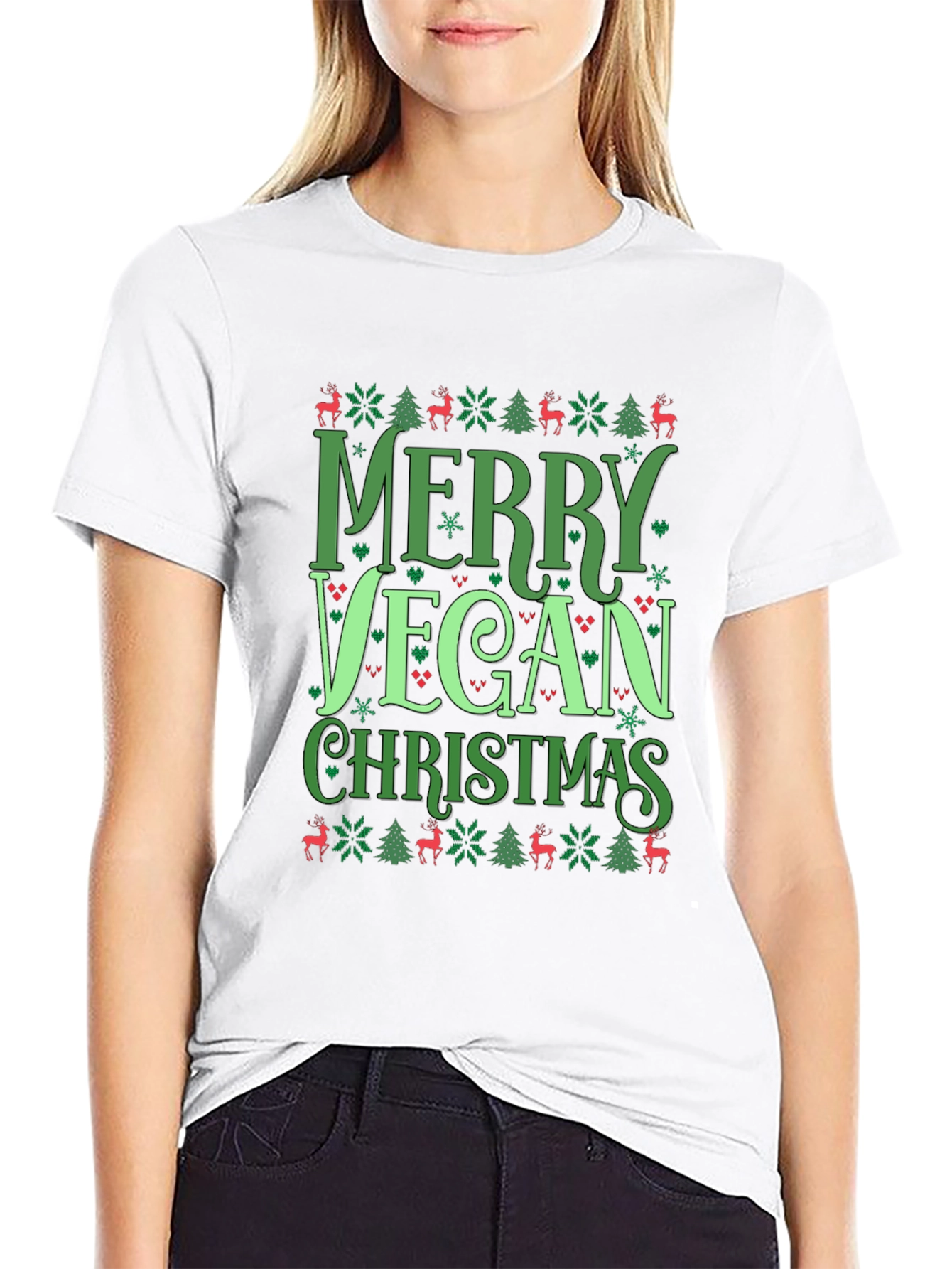 Merry Vegan Christmas Graphic T-Shirt