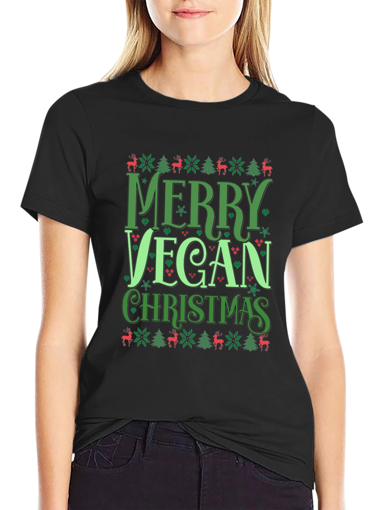 Merry Vegan Christmas Graphic T-Shirt