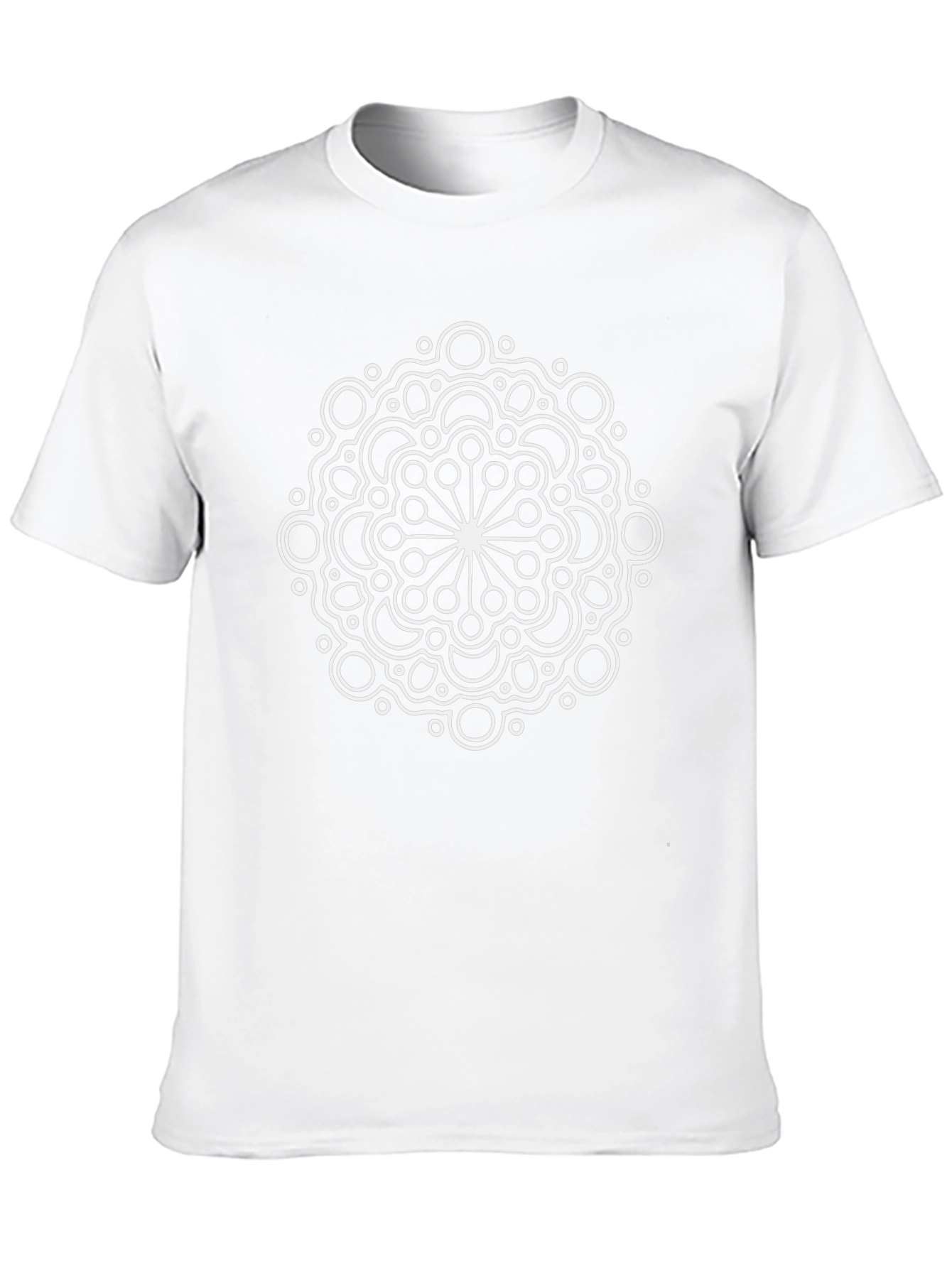 Geometric Mandala Graphic Tee - Black Cotton Casual T-Shirt