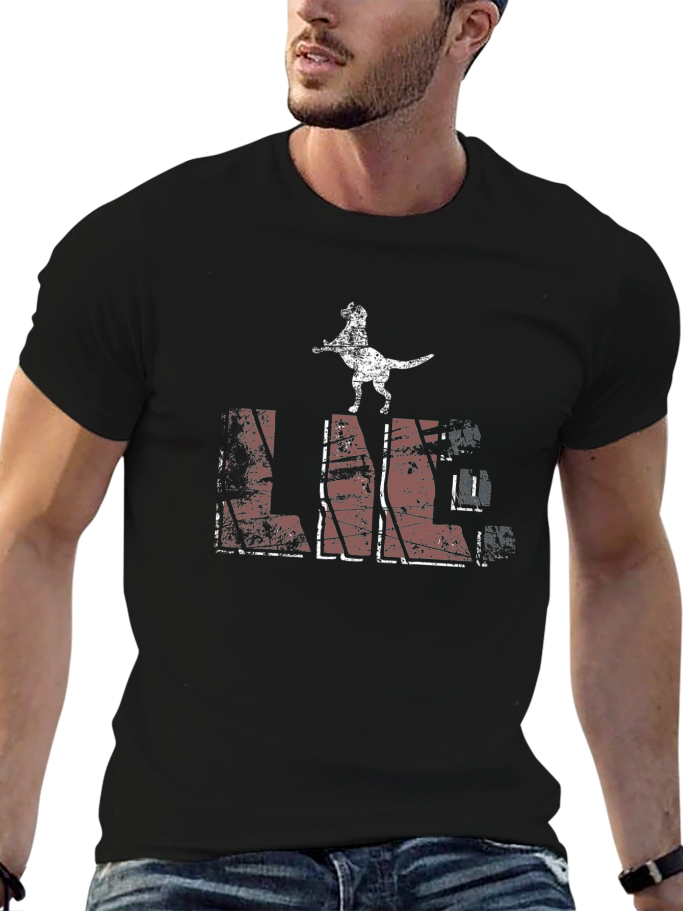 Distressed Dog Lover Graphic Tee - Black