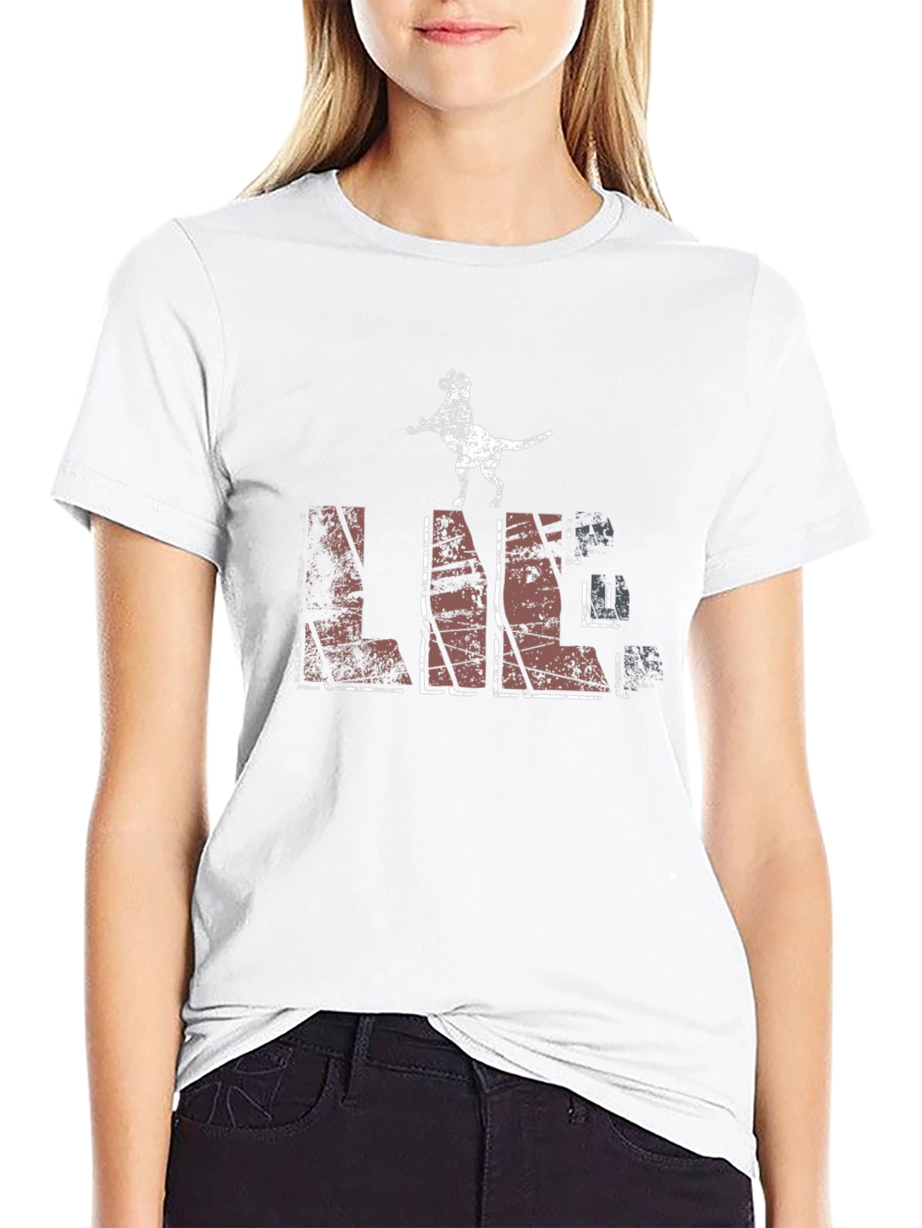Distressed Dog Lover Graphic Tee - Black