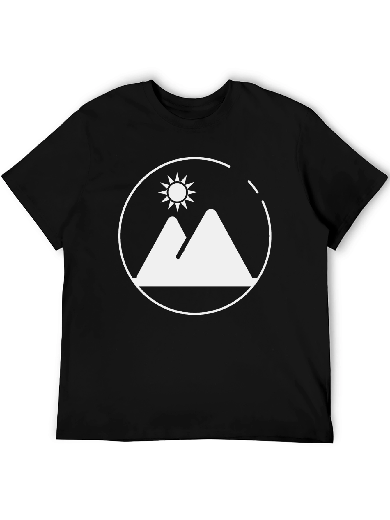 Mountains & Sun Graphic Tee - Black Cotton Shirt