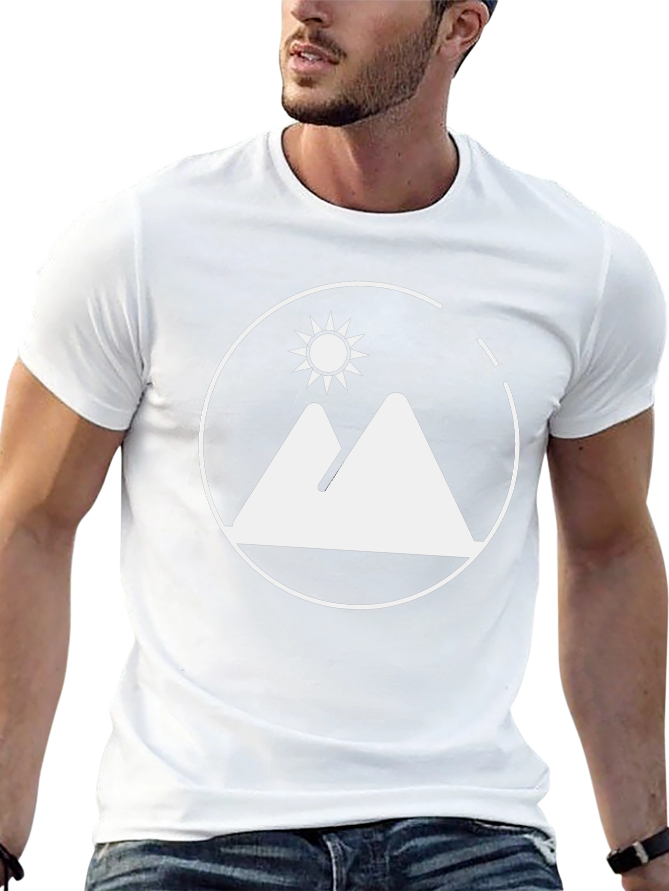 Mountains & Sun Graphic Tee - Black Cotton Shirt