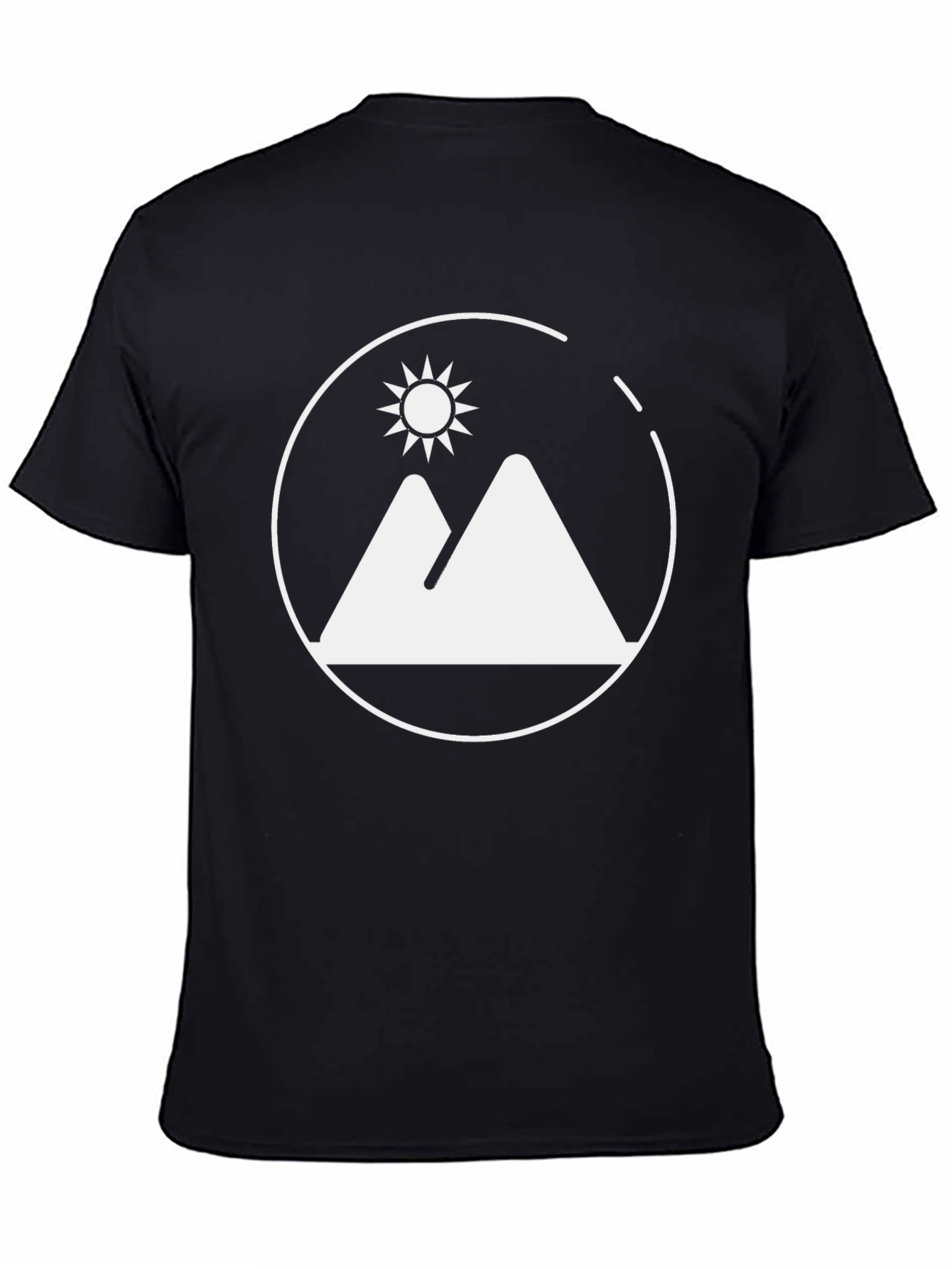 Mountains & Sun Graphic Tee - Black Cotton Shirt