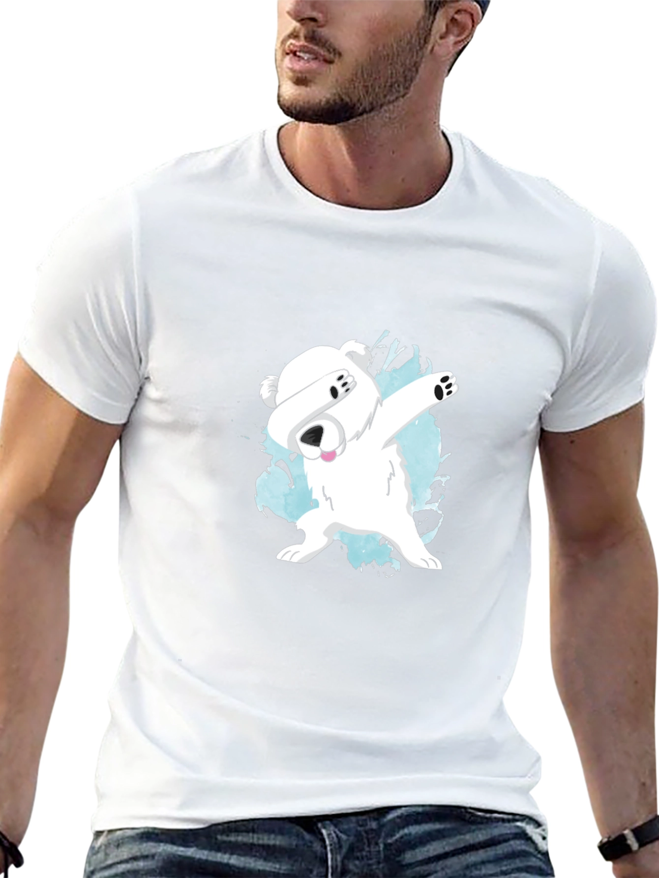 Dabbing Polar Bear Graphic T-Shirt