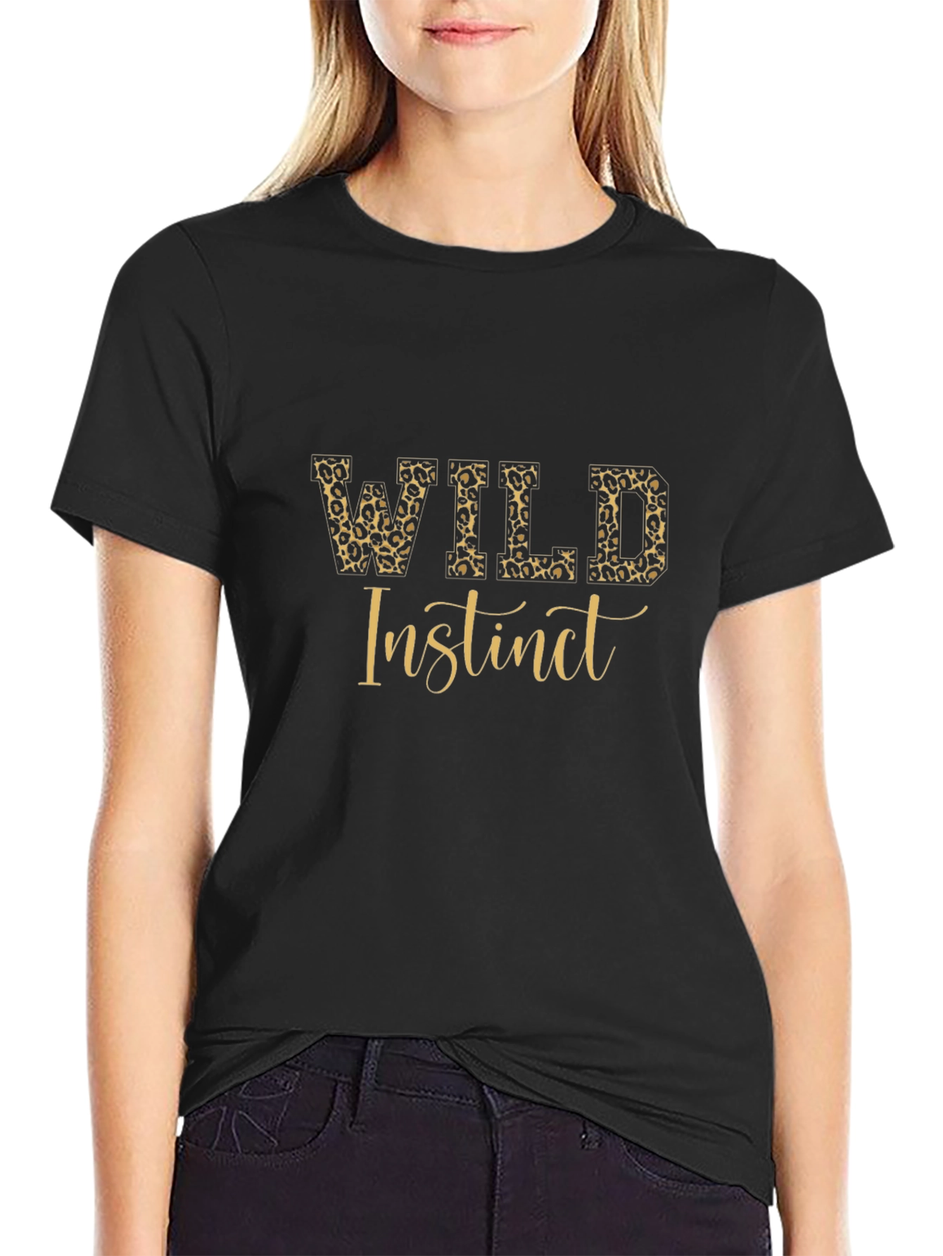 Wild Instinct Graphic Print Black T-Shirt