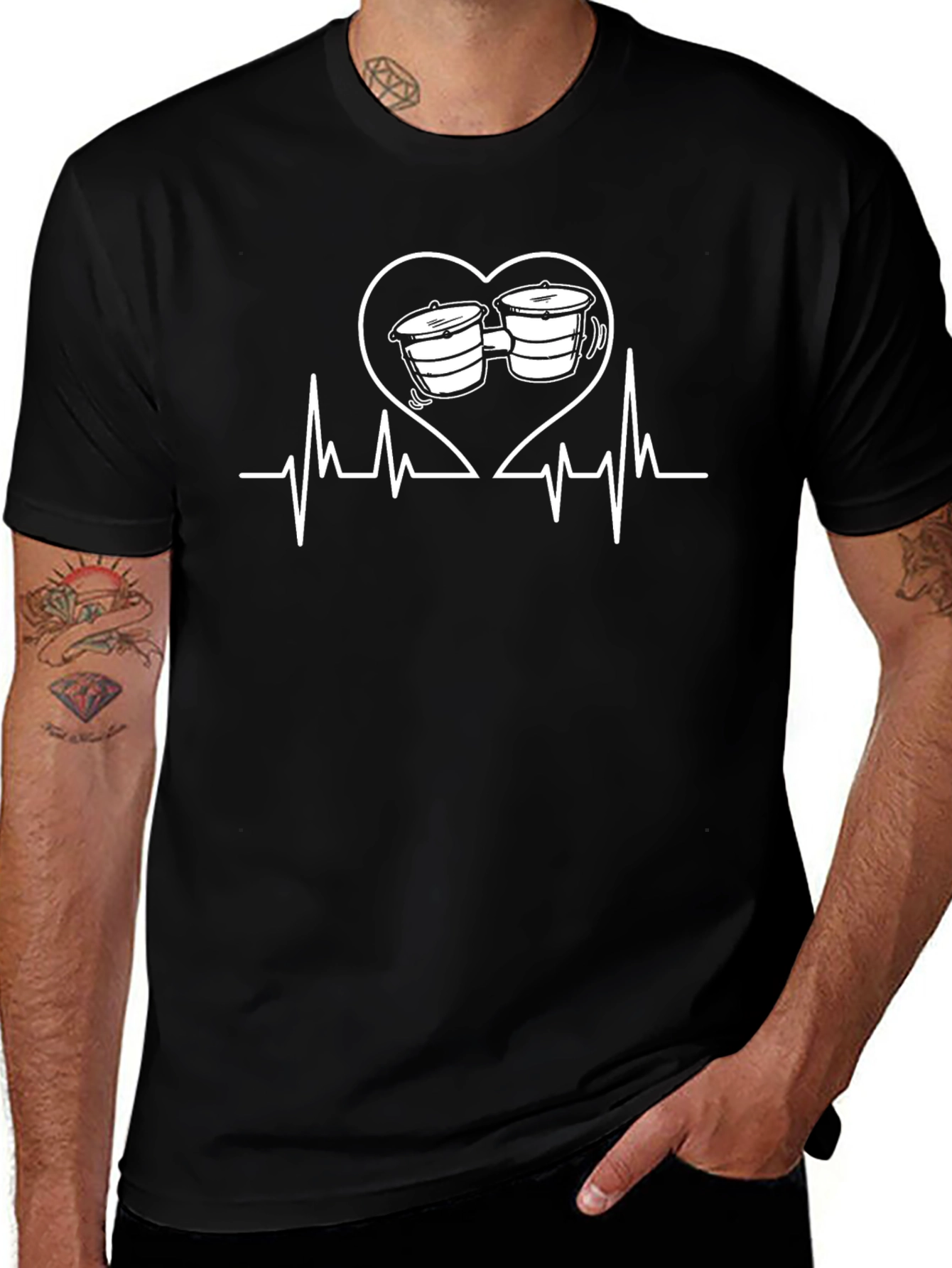 Heartbeat Bongo Drums Musician T-Shirt