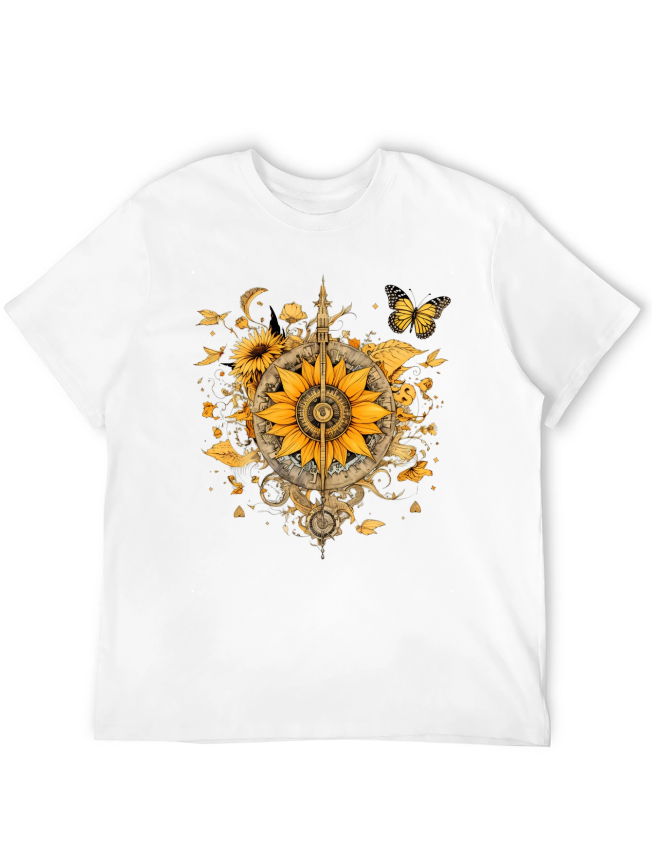 Sunflower Compass Graphic Black T-Shirt
