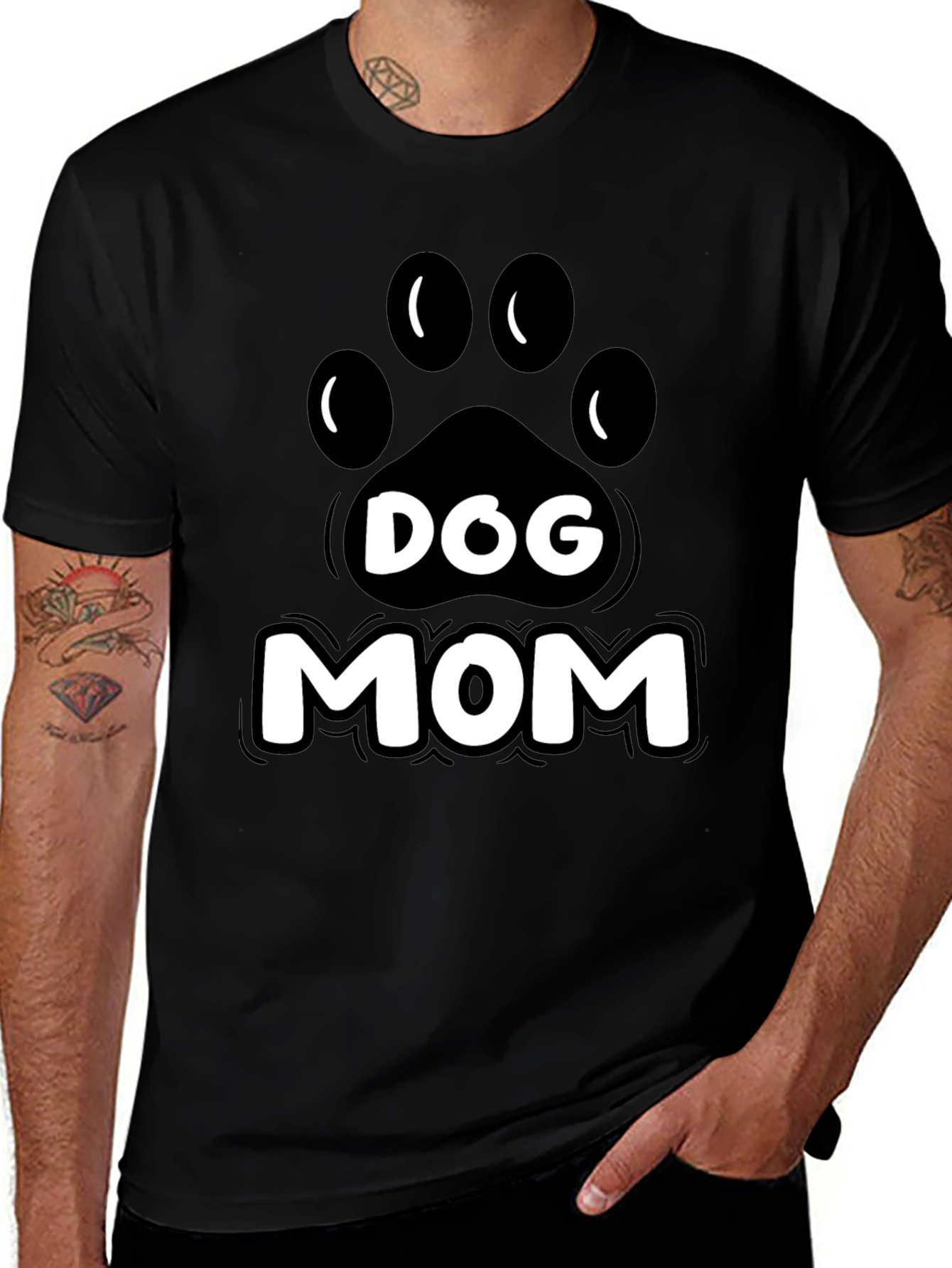 Dog Mom Graphic Tee - Paw Print Design