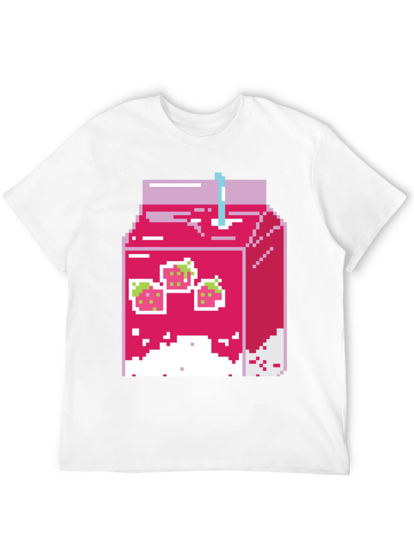 Pixel Strawberry Milk T-Shirt - Retro Gaming Style!