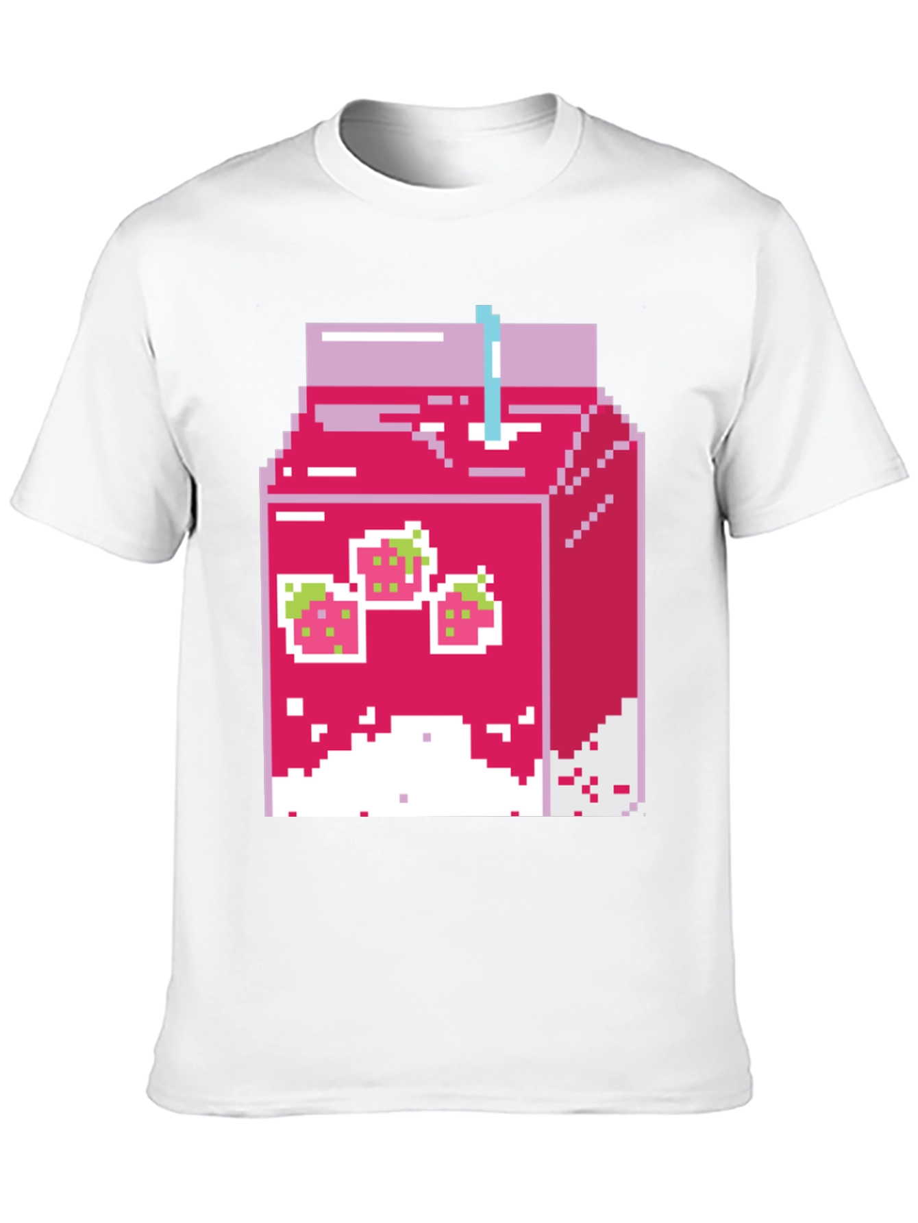 Pixel Strawberry Milk T-Shirt - Retro Gaming Style!