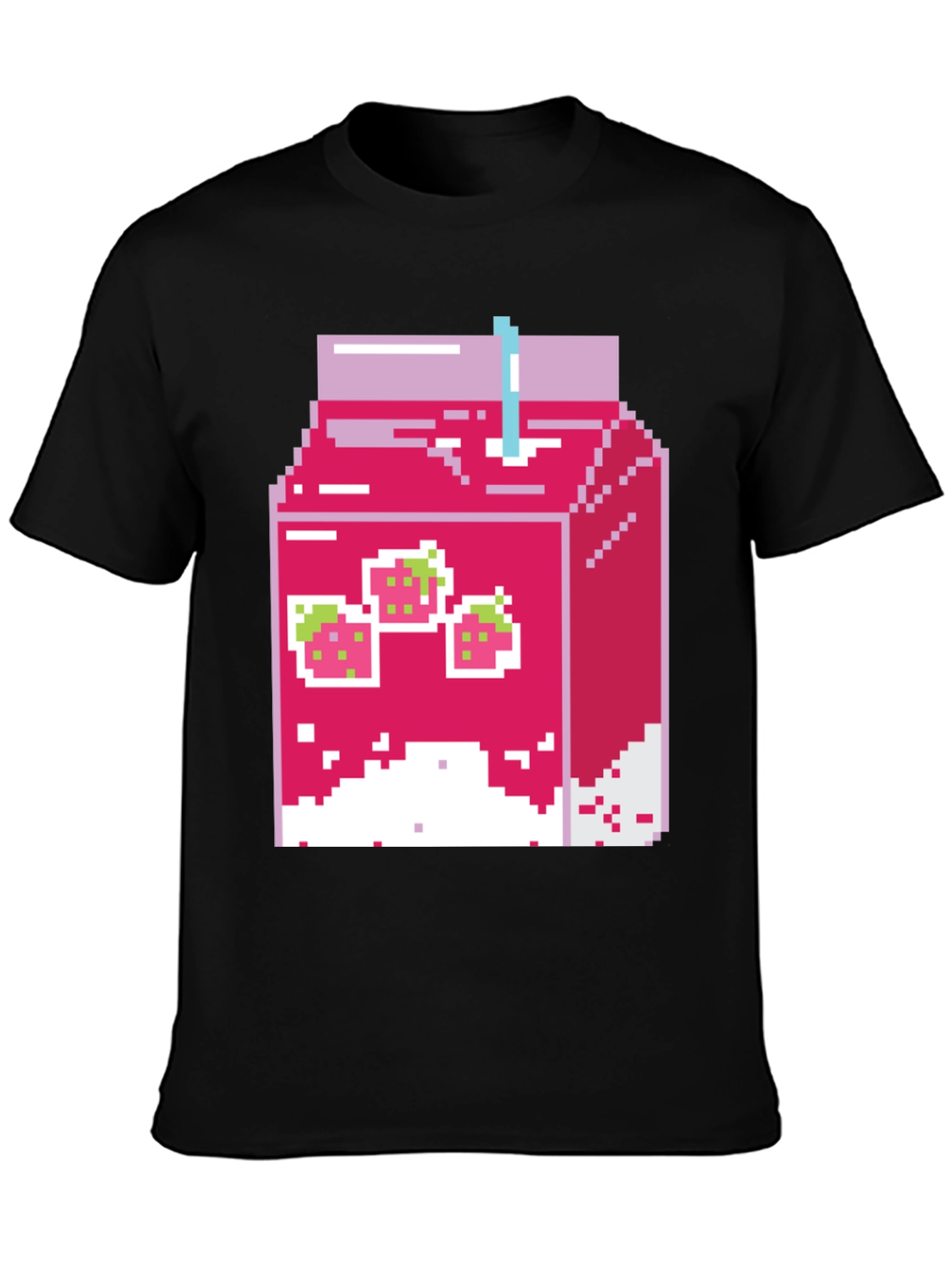 Pixel Strawberry Milk T-Shirt - Retro Gaming Style!