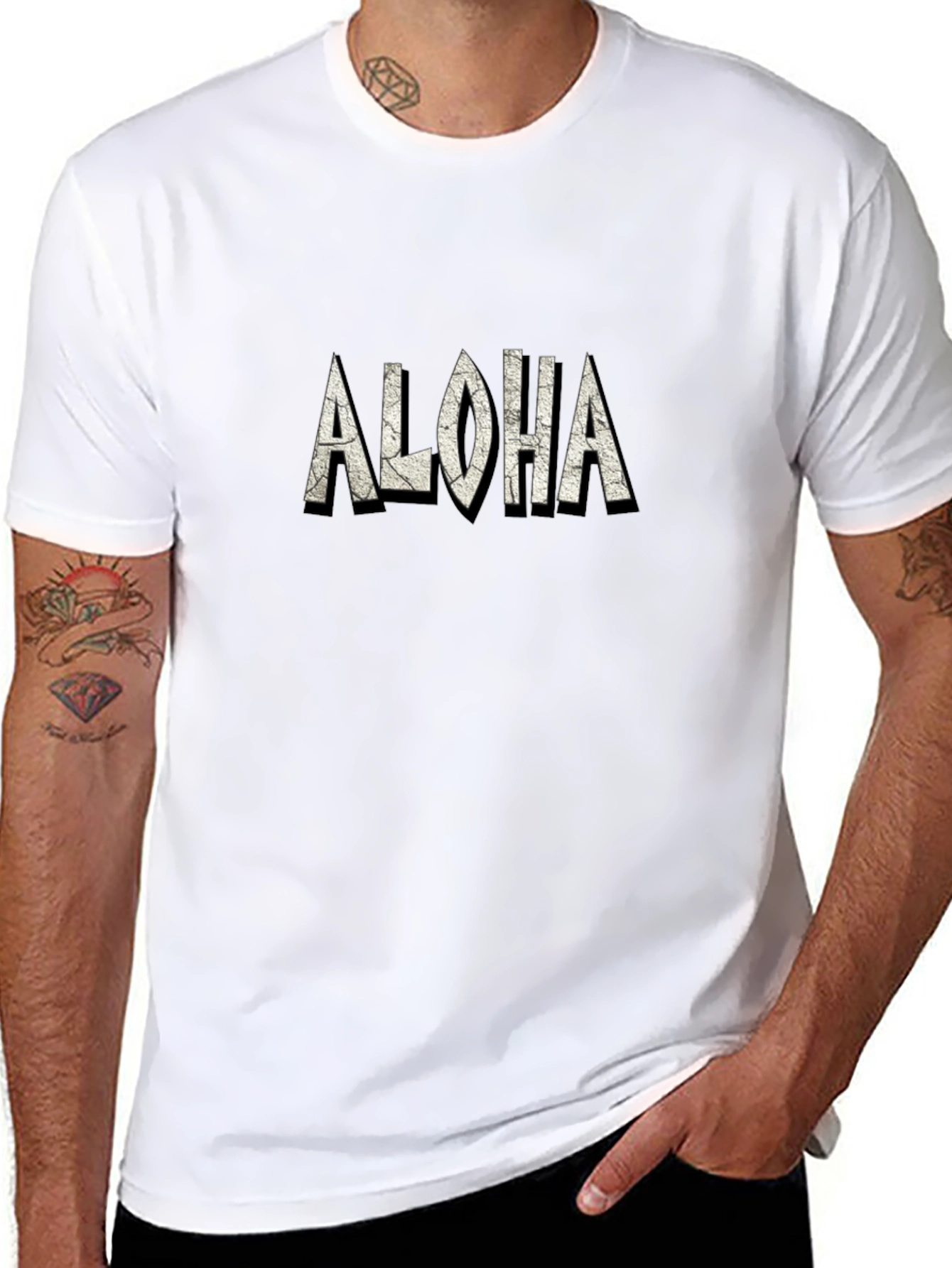 Aloha Graphic Print Tee - Casual Black T-Shirt