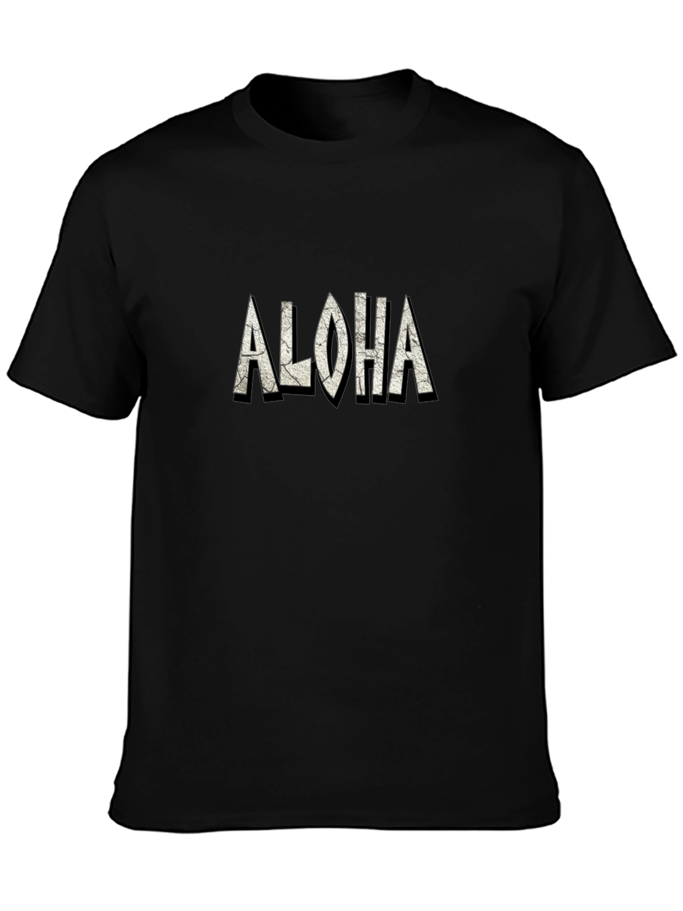 Aloha Graphic Print Tee - Casual Black T-Shirt