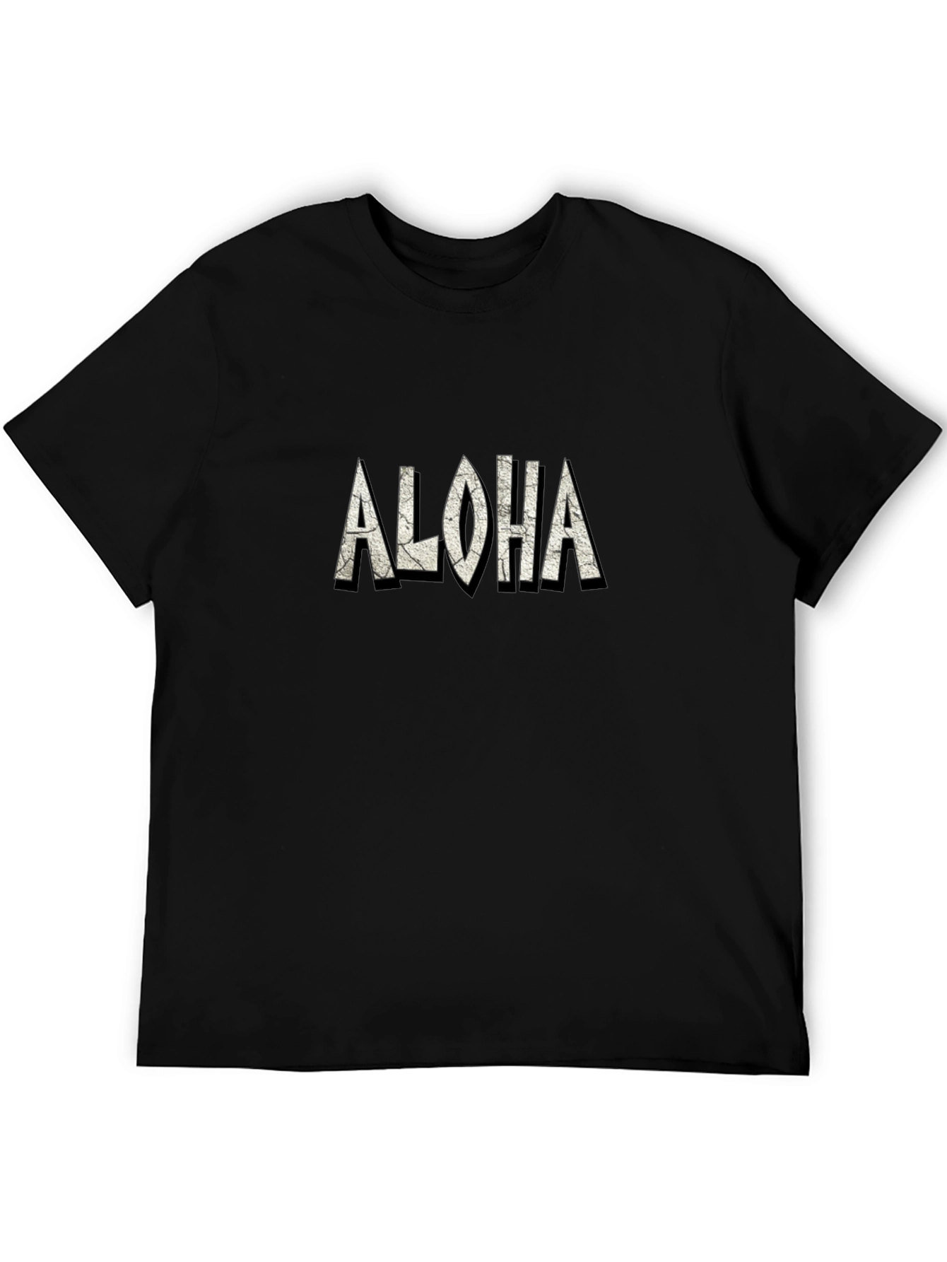 Aloha Graphic Print Tee - Casual Black T-Shirt
