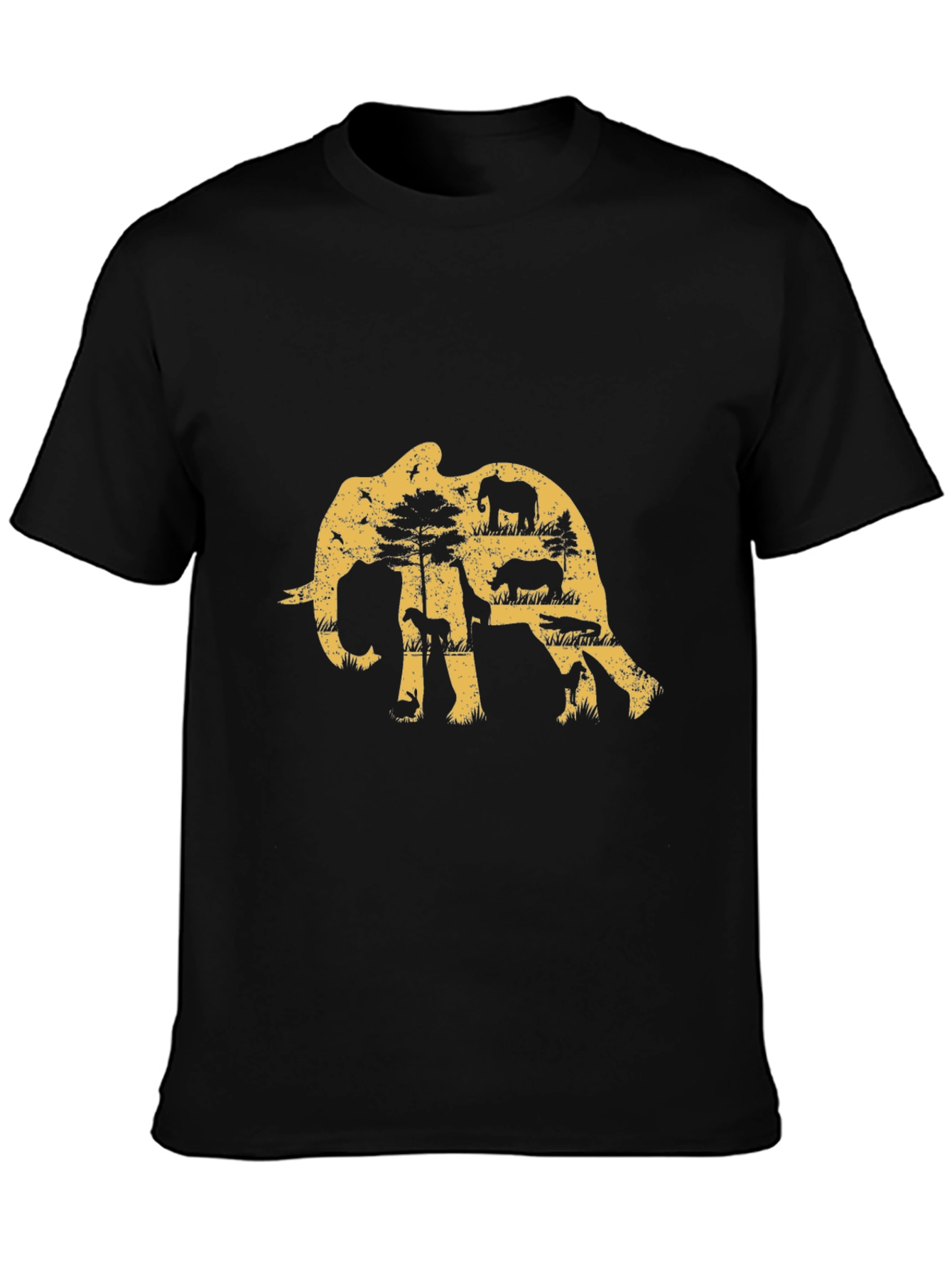 Elephant Safari Graphic Tee - Black