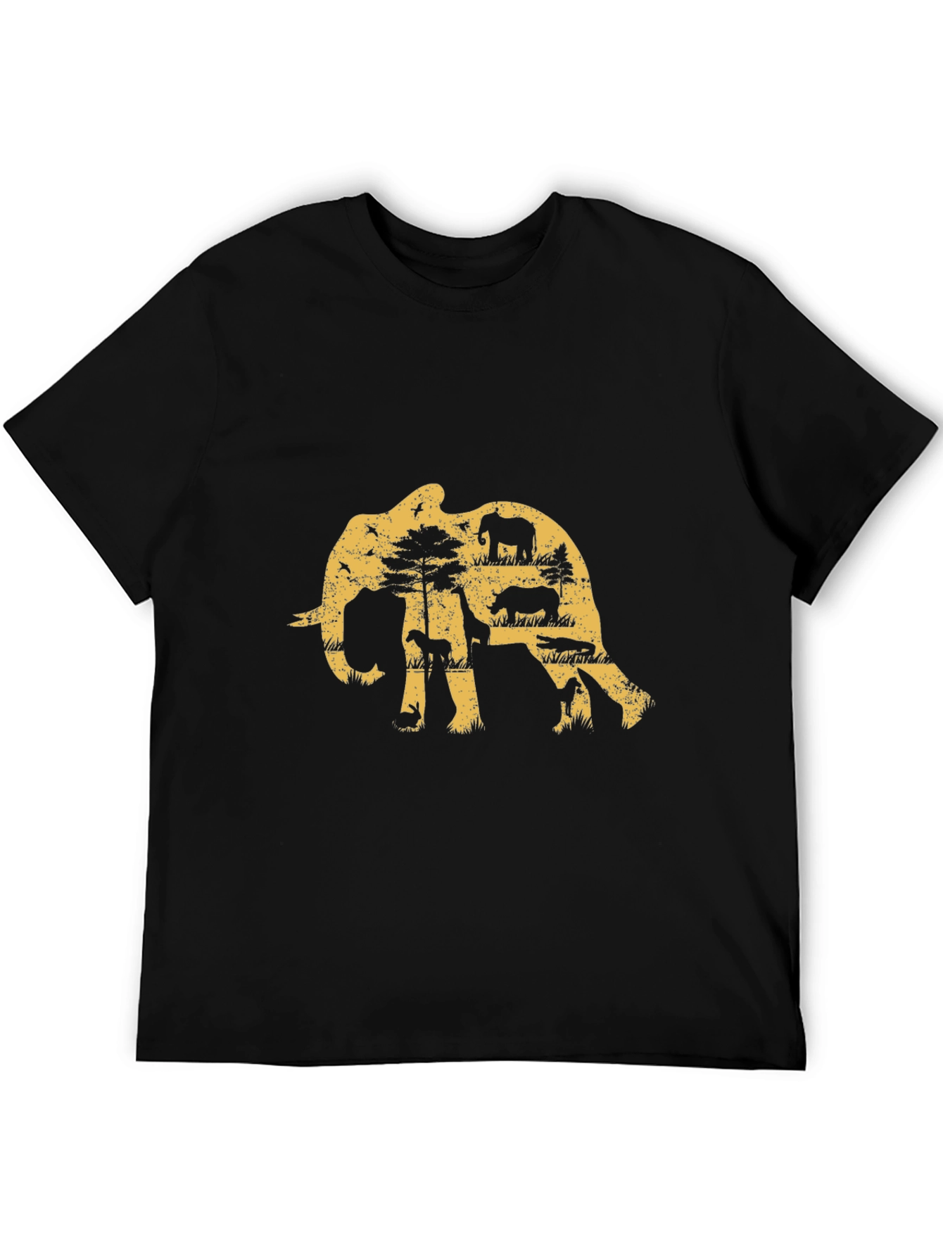 Elephant Safari Graphic Tee - Black