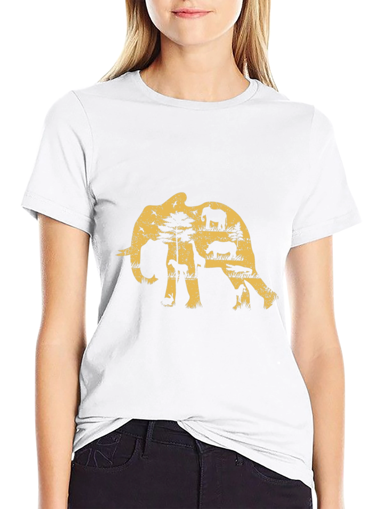 Elephant Safari Graphic Tee - Black