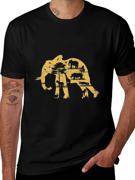 Elephant Safari Graphic Tee - Black
