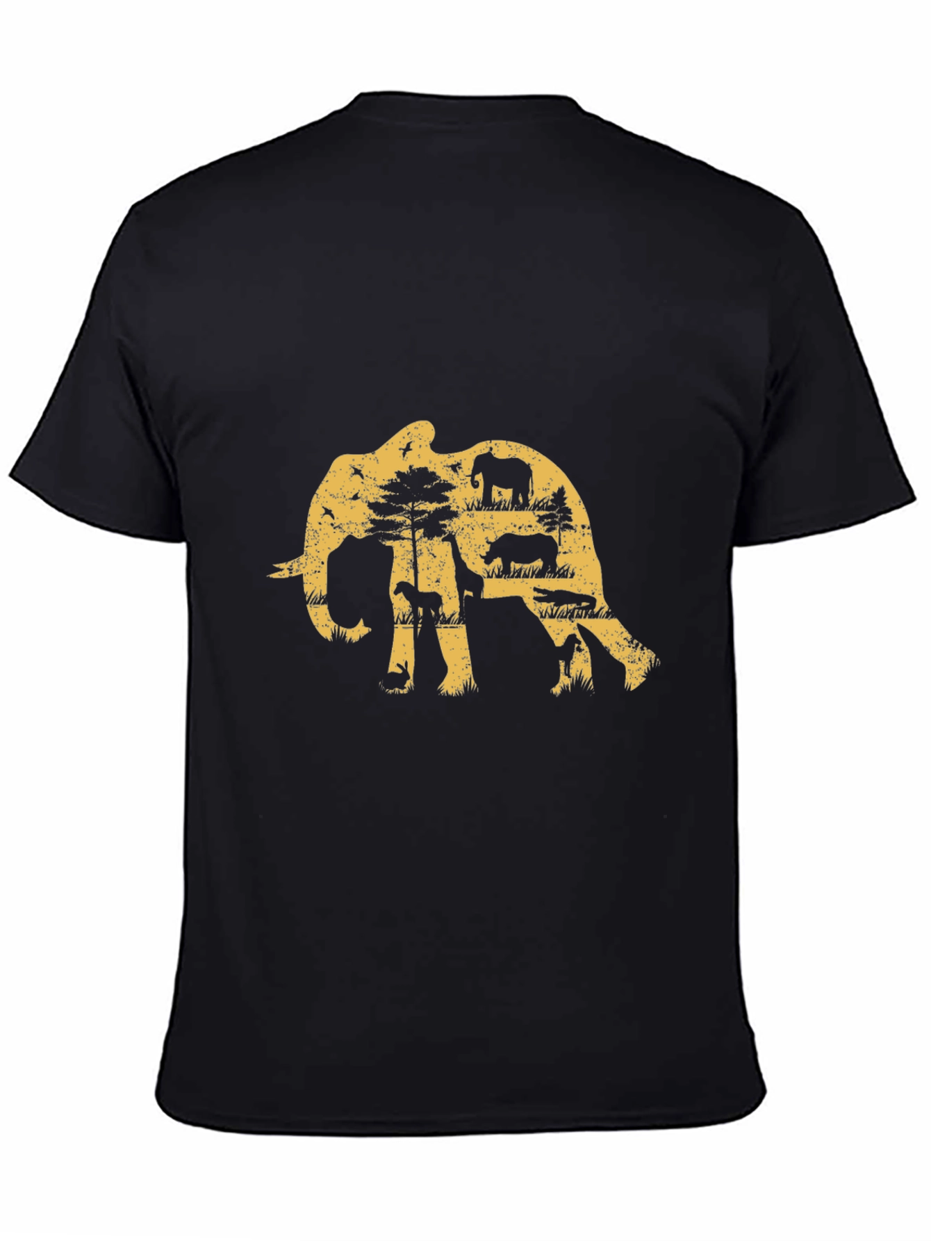 Elephant Safari Graphic Tee - Black