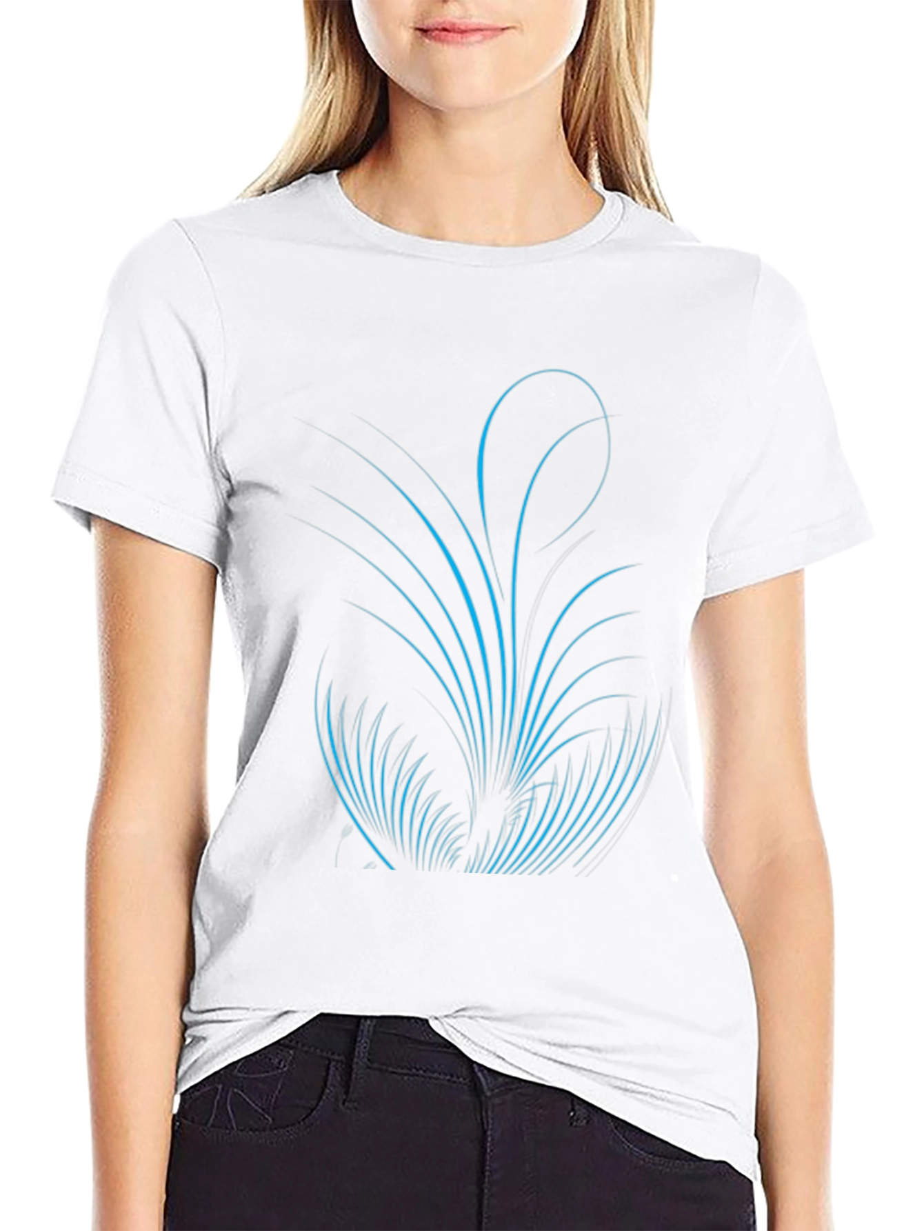 Abstract Line Art Black T-Shirt