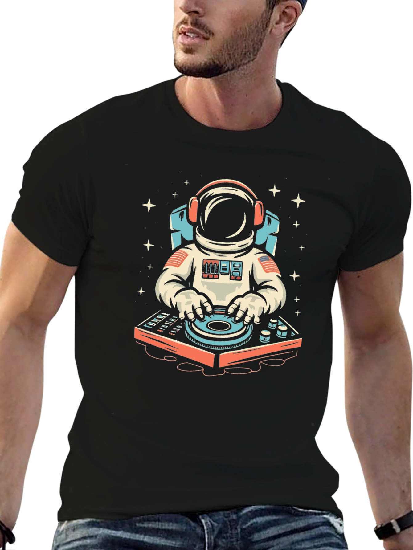 Astronaut DJ Graphic Tee - Space Music Lover T-Shirt