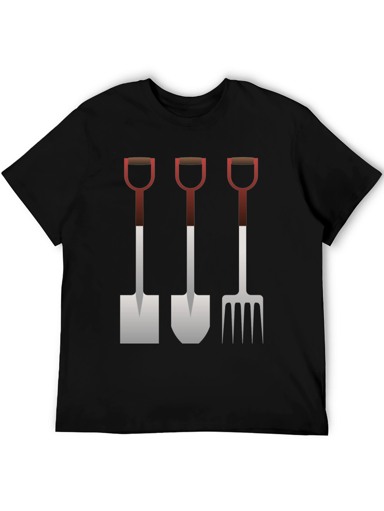 Gardening Tool Graphic Tee - Black Cotton Shirt