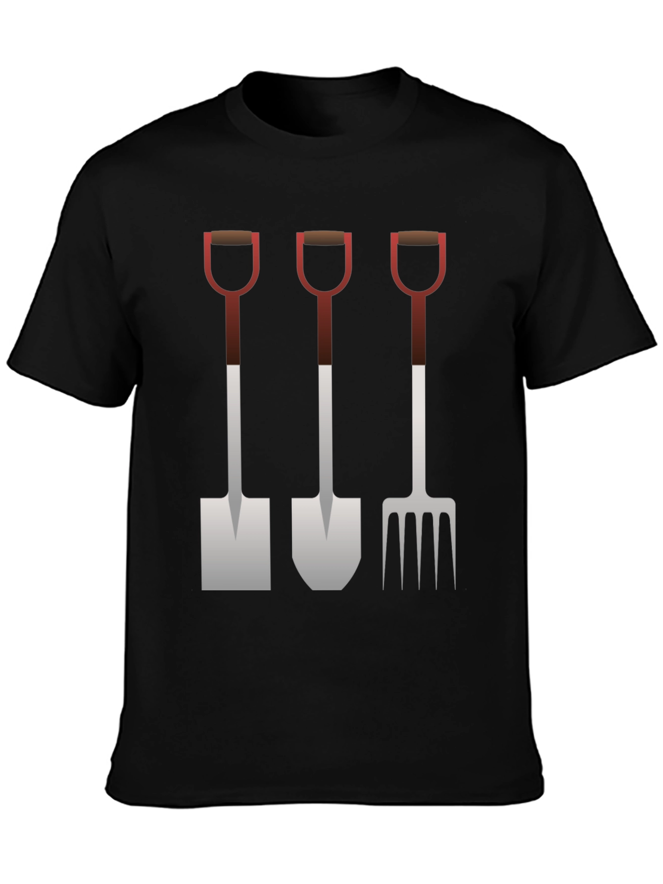 Gardening Tool Graphic Tee - Black Cotton Shirt