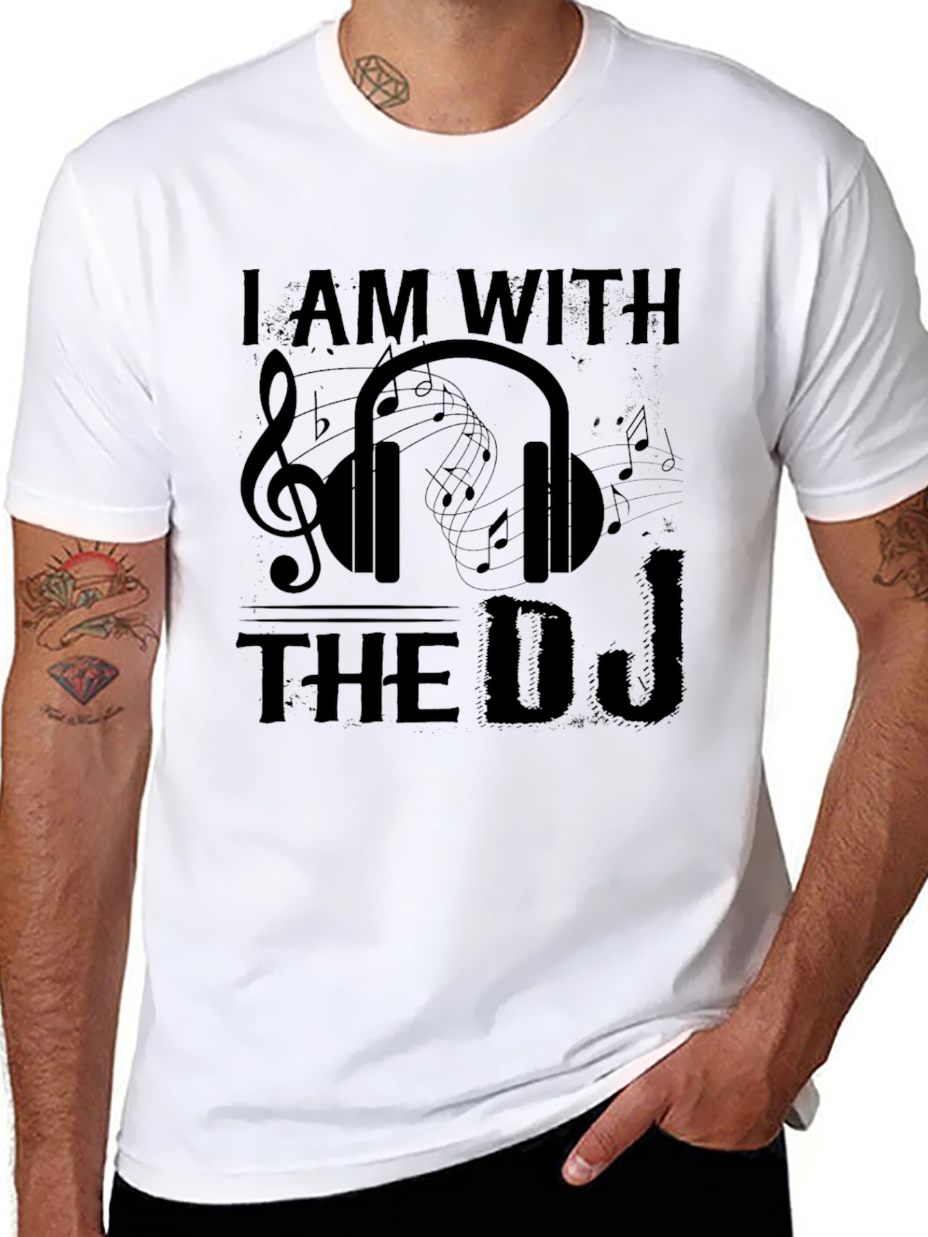 I AM WITH THE DJ Graphic Black T-Shirt