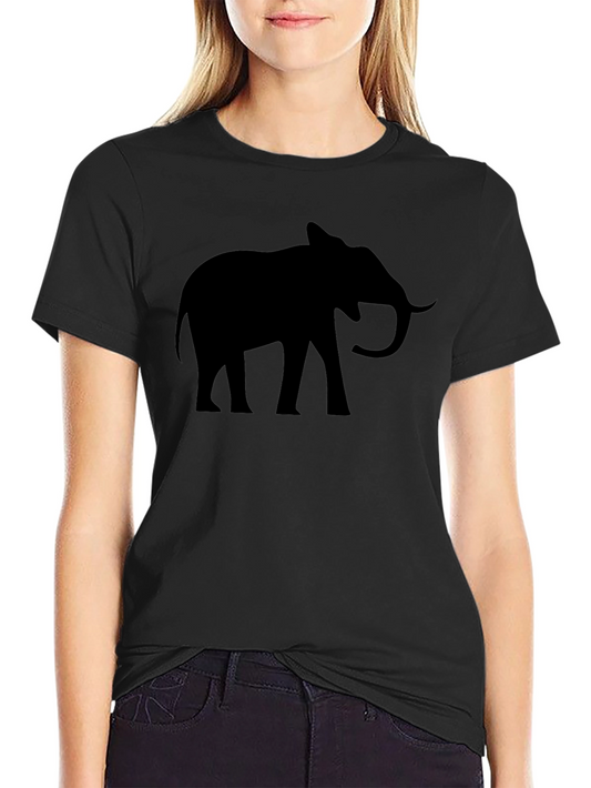 Elephant Silhouette Graphic Tee - Black