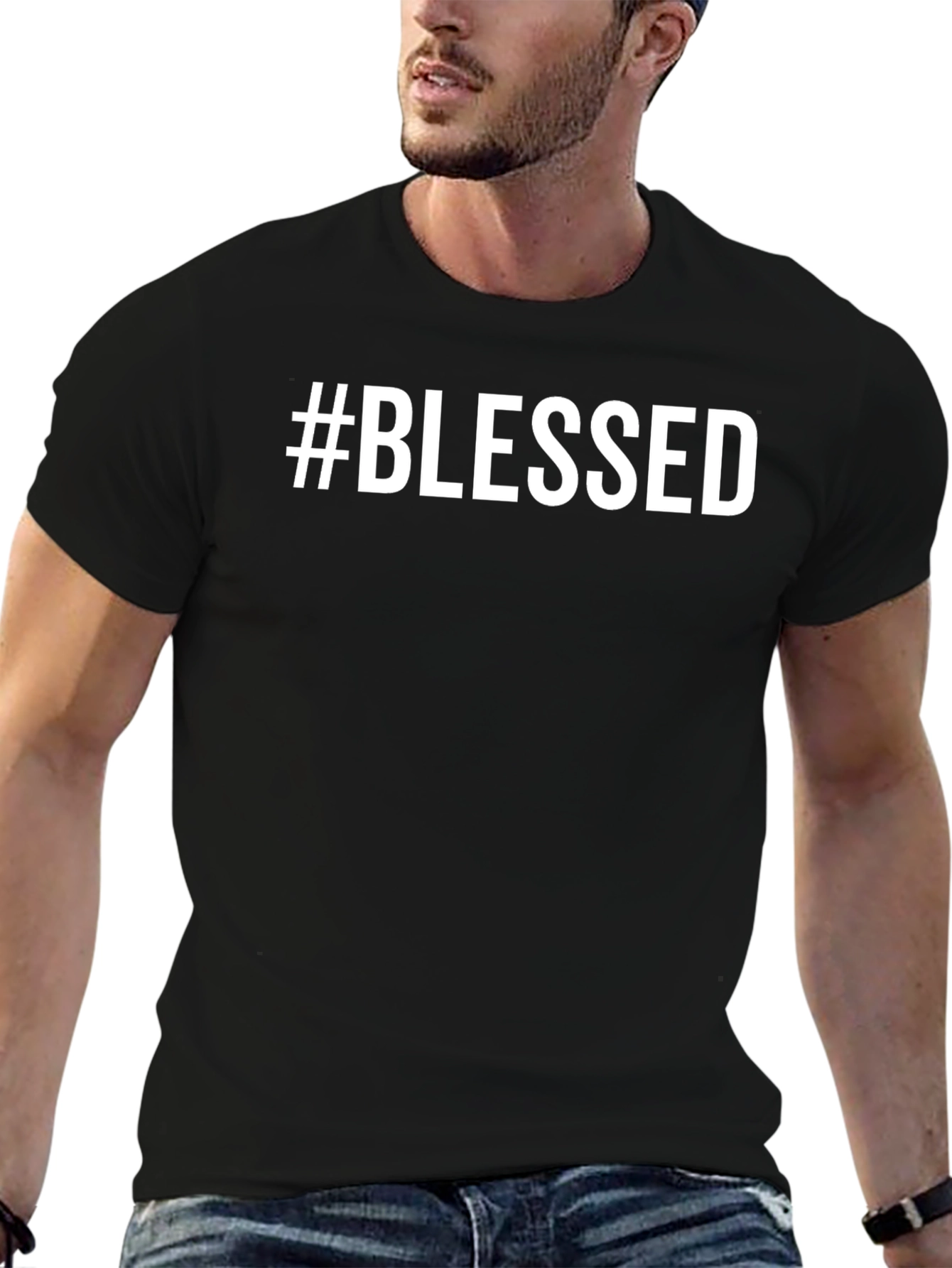 #BLESSED Black Graphic T-Shirt - Casual Style