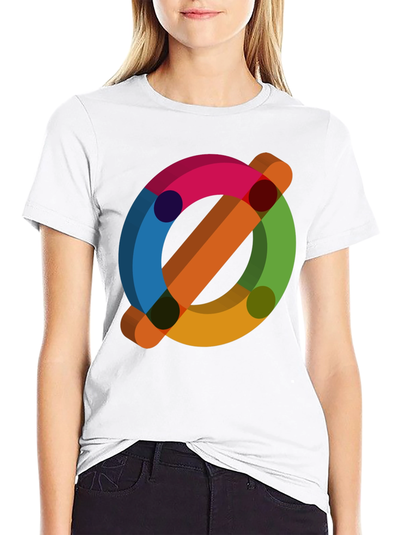 Abstract Geometric Graphic Print T-Shirt - Modern Casual Wear