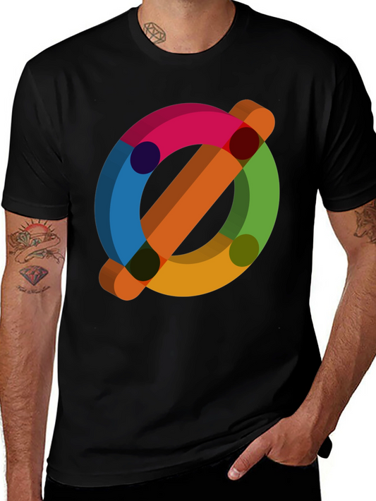 Abstract Geometric Graphic Print T-Shirt - Modern Casual Wear