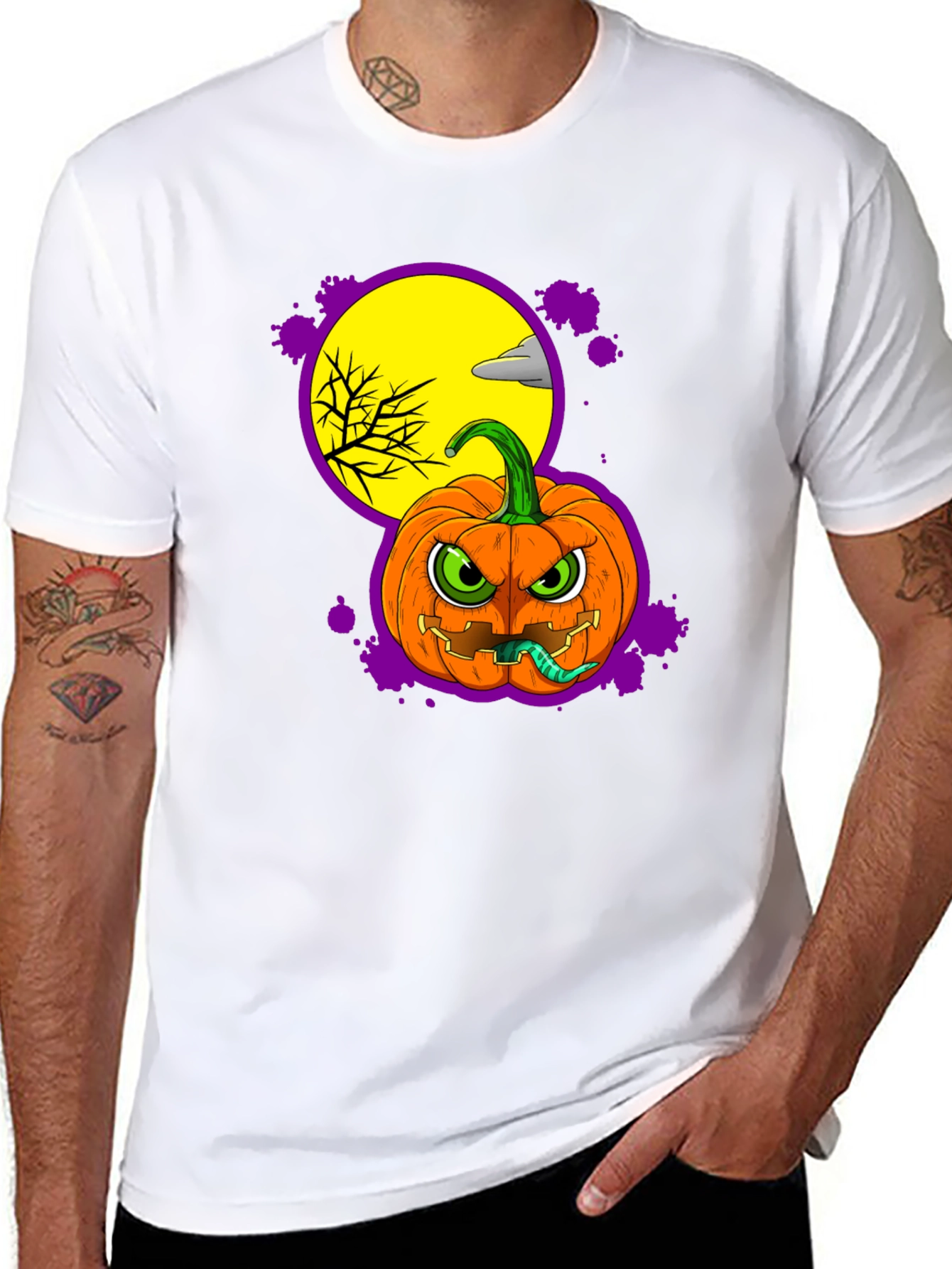 Halloween Pumpkin T-Shirt - Mens Black Graphic Tee