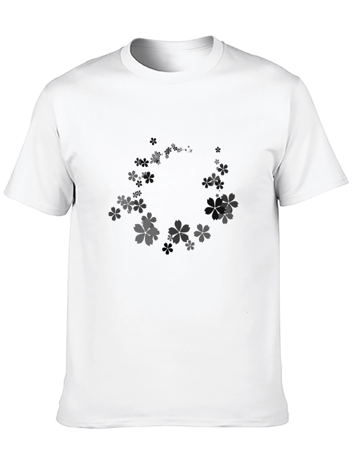 Floral Circle Graphic Tee - Black Cotton T-Shirt