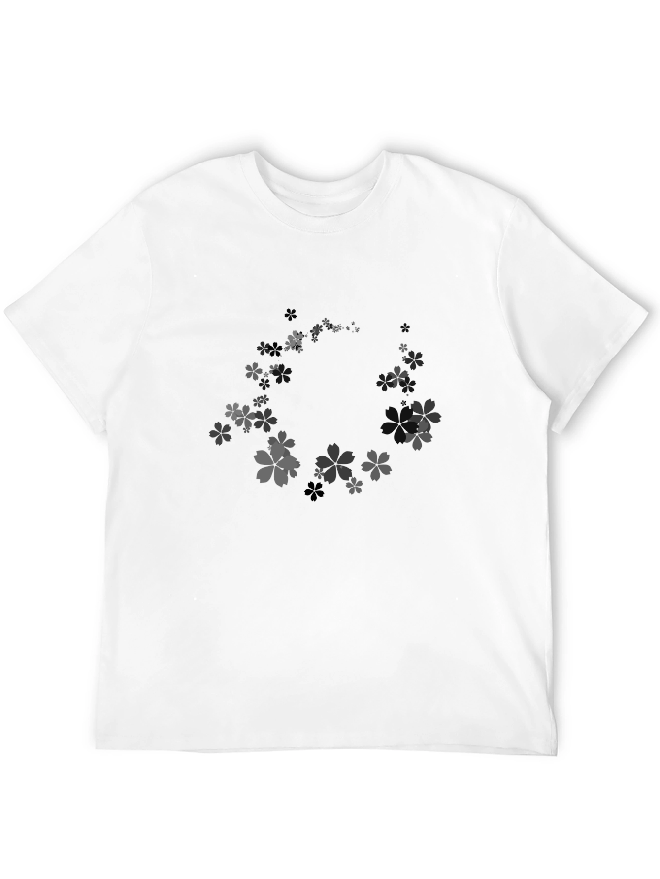 Floral Circle Graphic Tee - Black Cotton T-Shirt