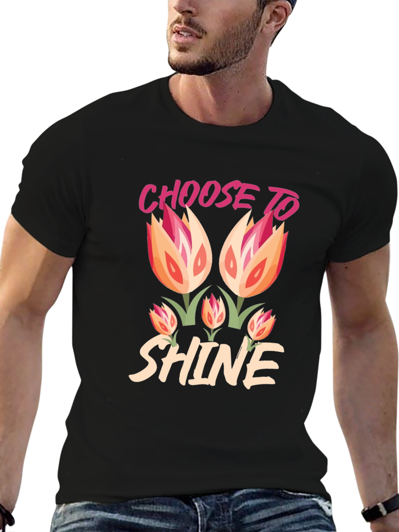 Choose to Shine Graphic Tee - Black Cotton Blend