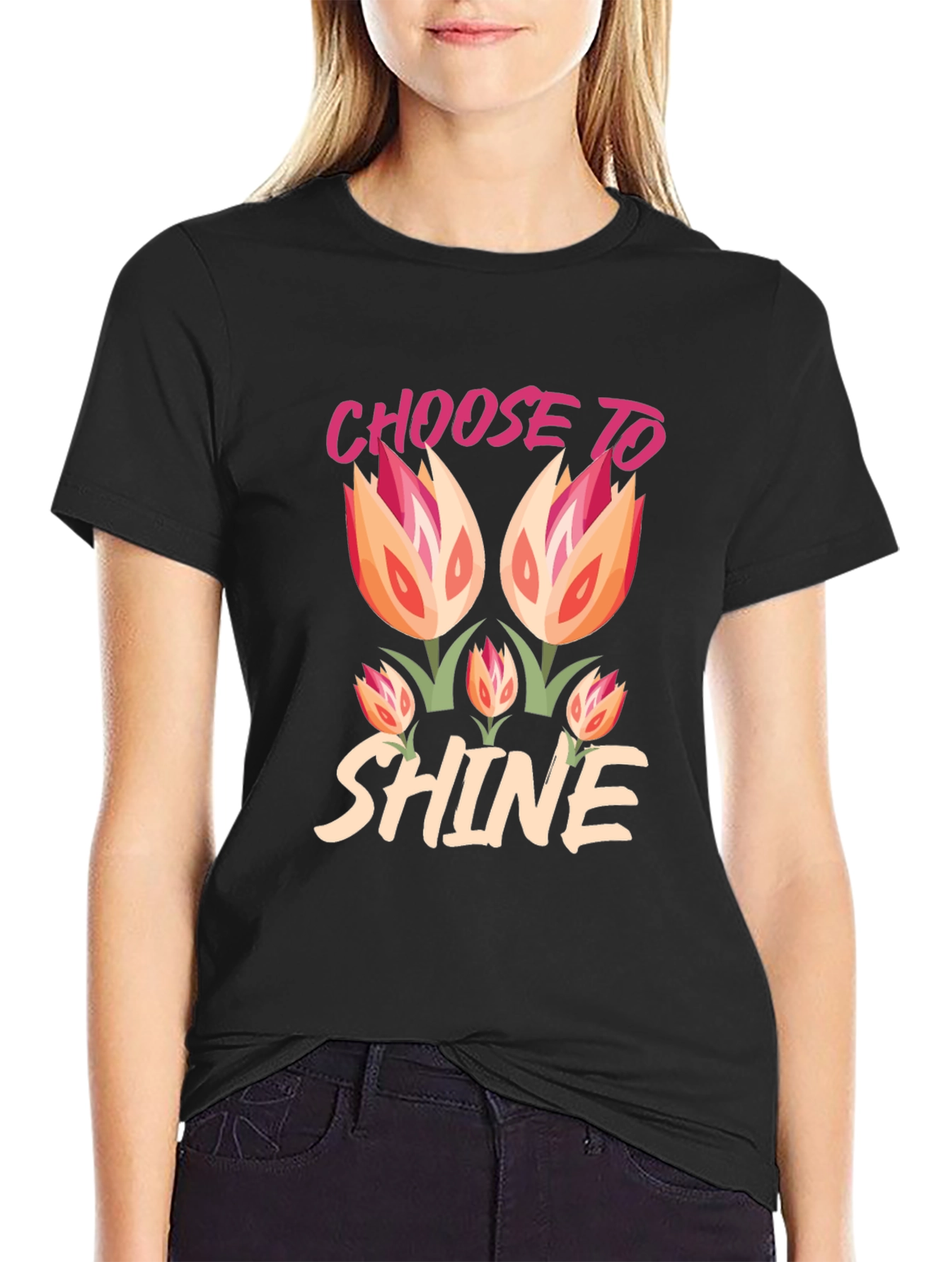 Choose to Shine Graphic Tee - Black Cotton Blend