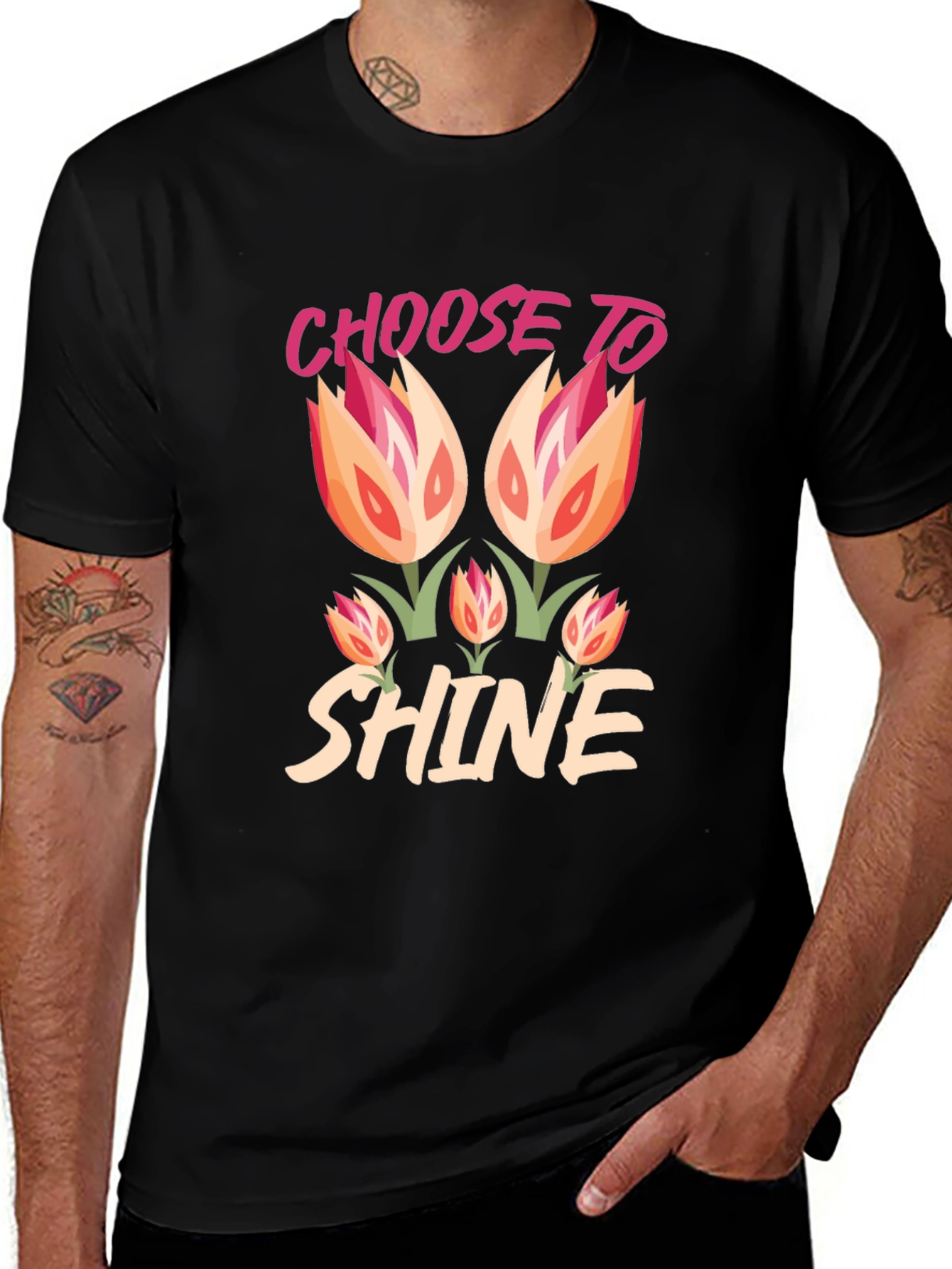 Choose to Shine Graphic Tee - Black Cotton Blend