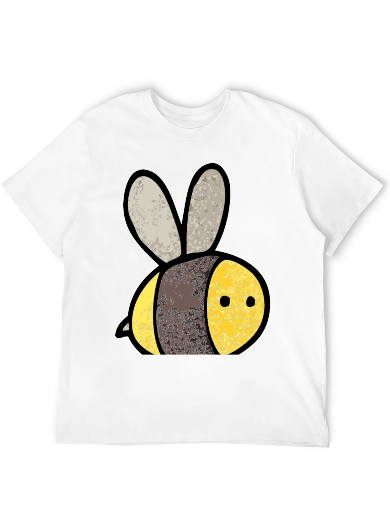 Cute Bee Graphic Tee - Black Cotton T-Shirt
