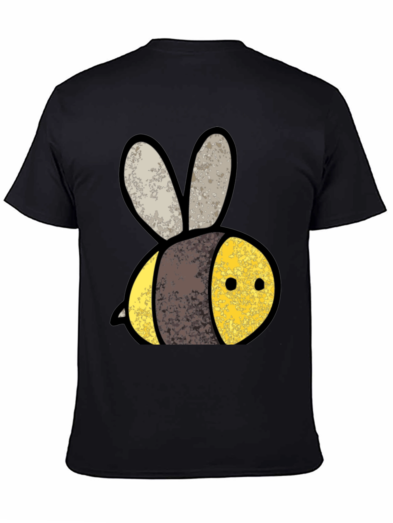 Cute Bee Graphic Tee - Black Cotton T-Shirt