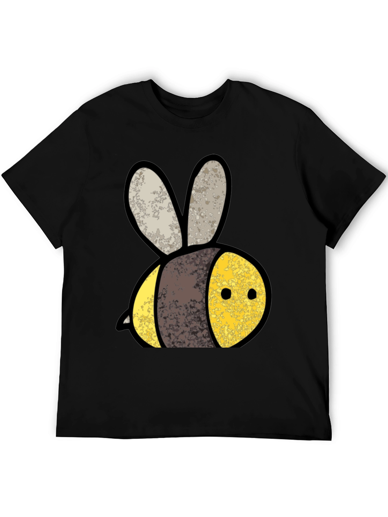 Cute Bee Graphic Tee - Black Cotton T-Shirt